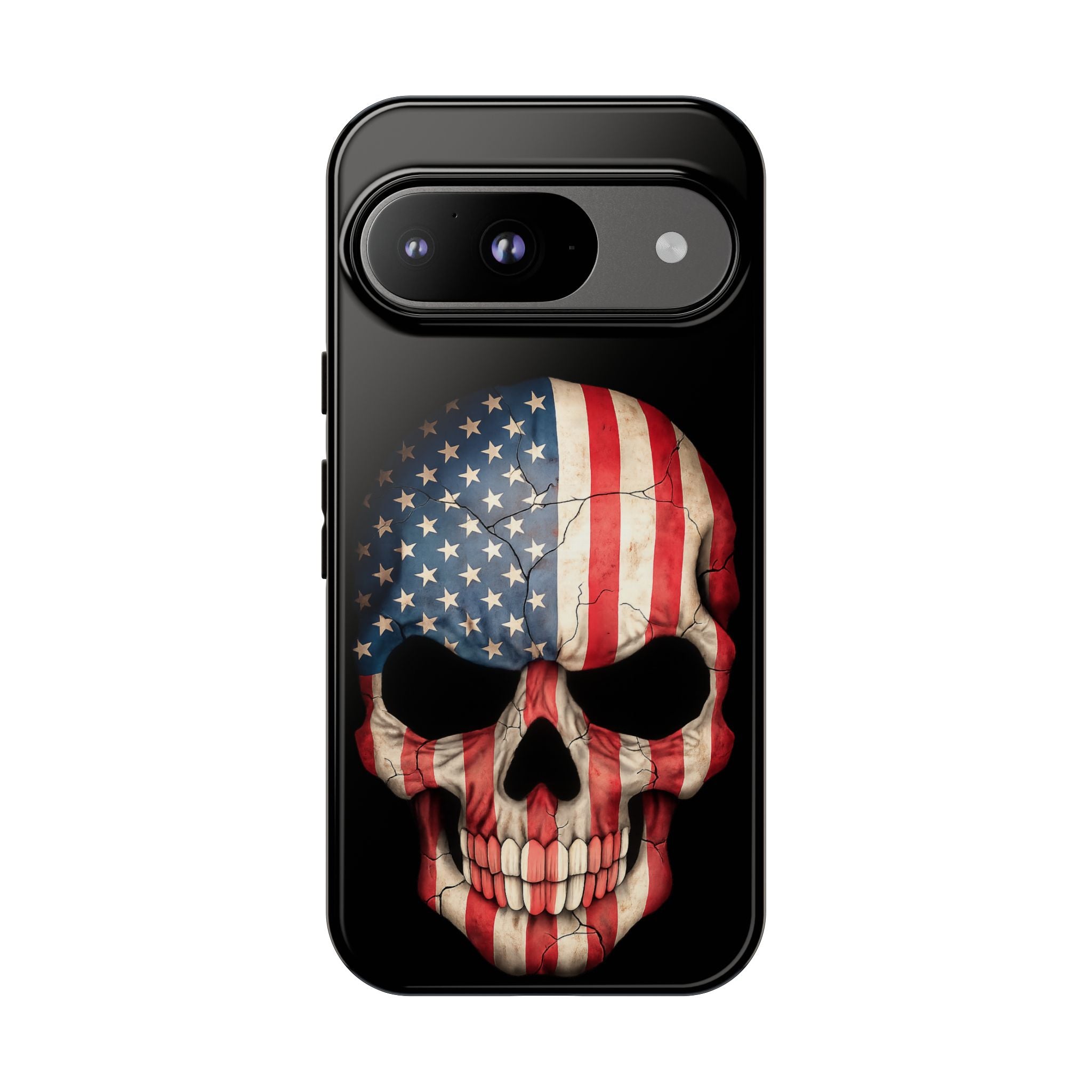 American Flag Skull Phone Case - Patriotic Tough Protective Cover