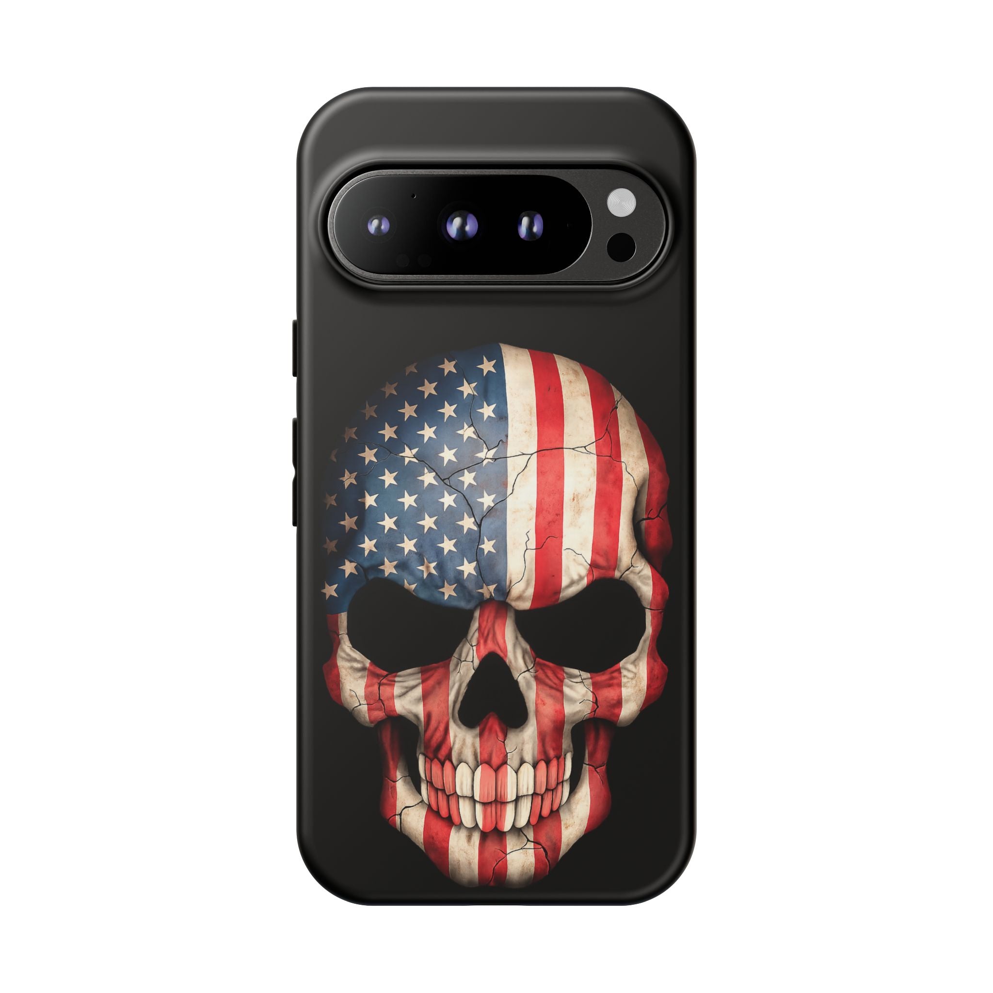 American Flag Skull Phone Case - Patriotic Tough Protective Cover