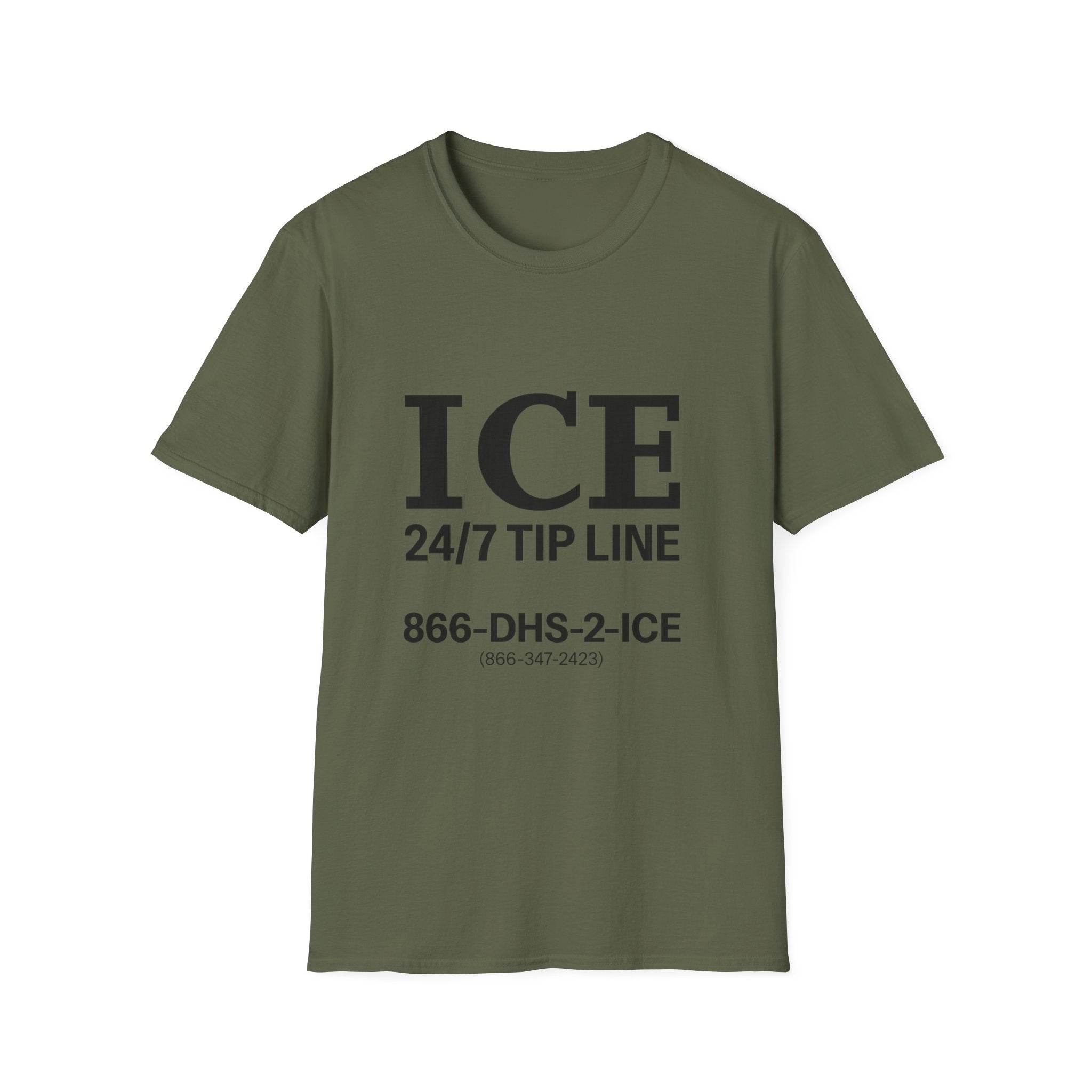 ICE 24/7 Tip Line T-Shirt — Funny ICE Hotline Graphic Tee