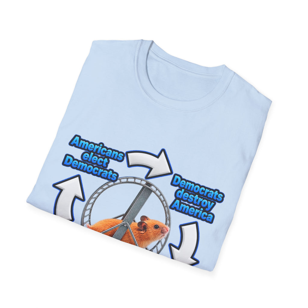 Hamster Wheel Politics T-Shirt — "Americans Elect/Destroy" Satire Tee