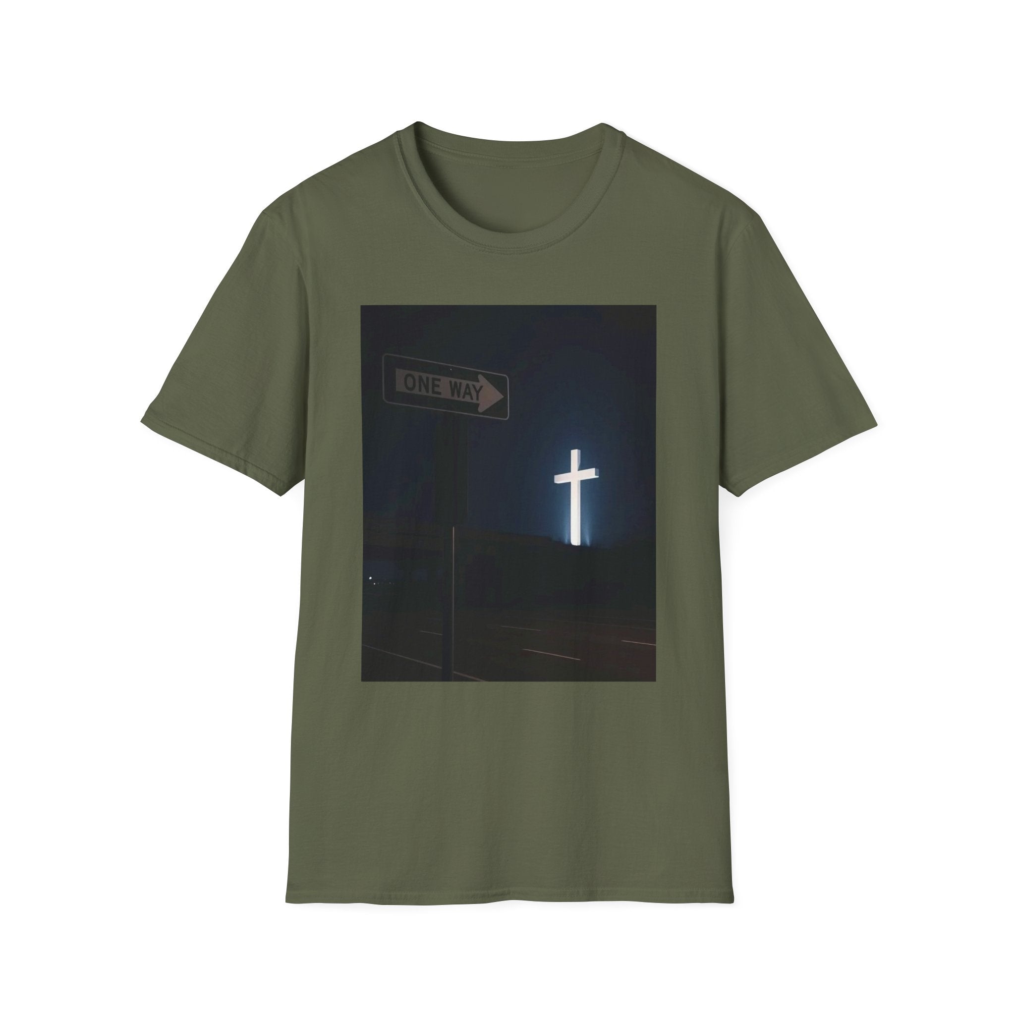 Christian Cross T-Shirt - One Way Street Sign Faith Tee
