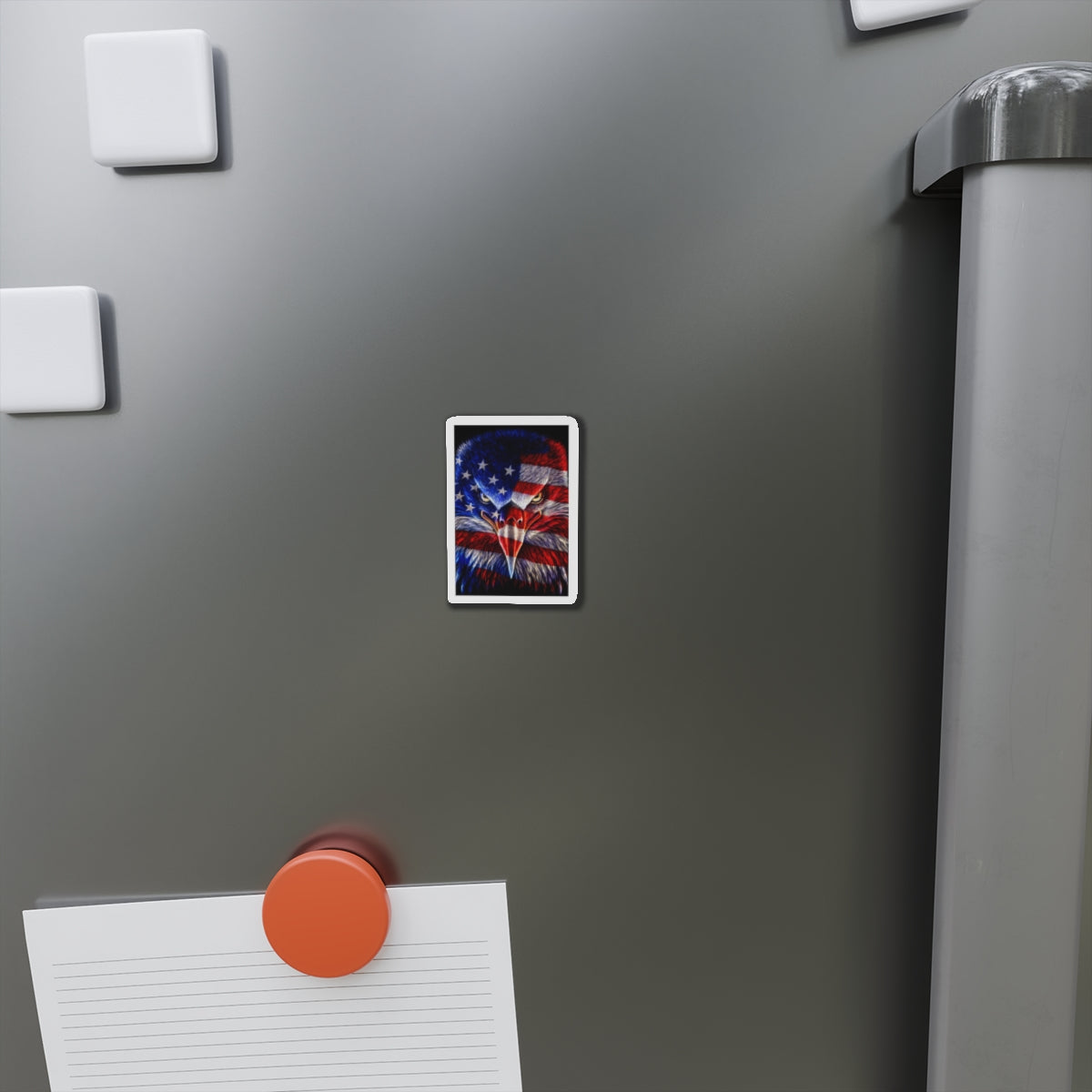 Patriotic Eagle Magnet — American Flag Bald Eagle Die-Cut Refrigerator Magnet