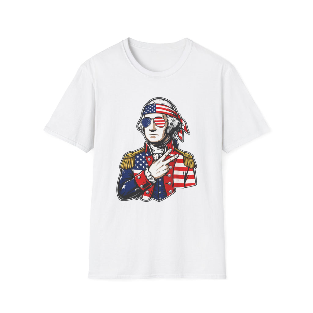 Patriotic George Washington T-Shirt – American Flag Bandana & Shades Tee