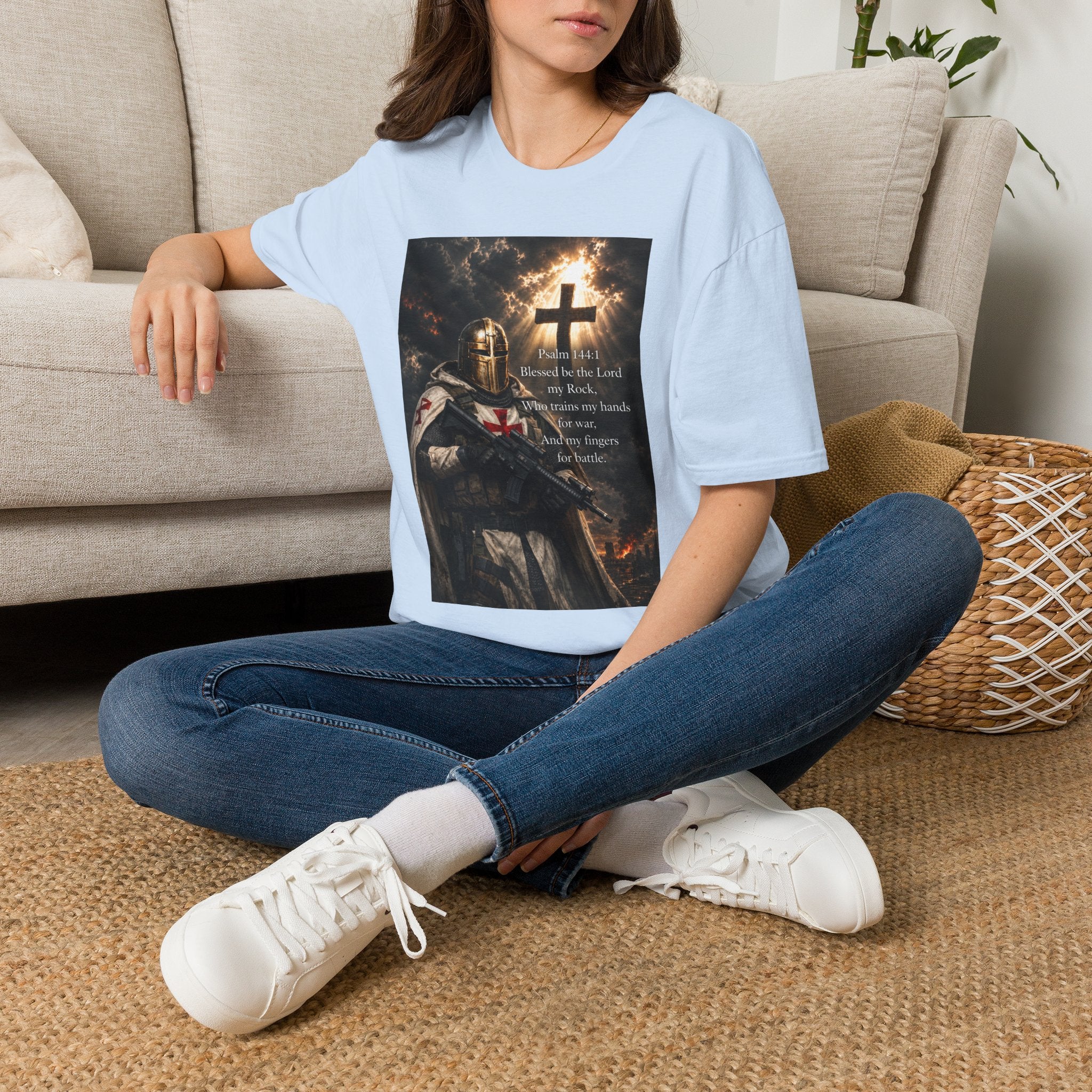 Christian Knight T-Shirt — Psalm 18:1 Faith & Strength Tee