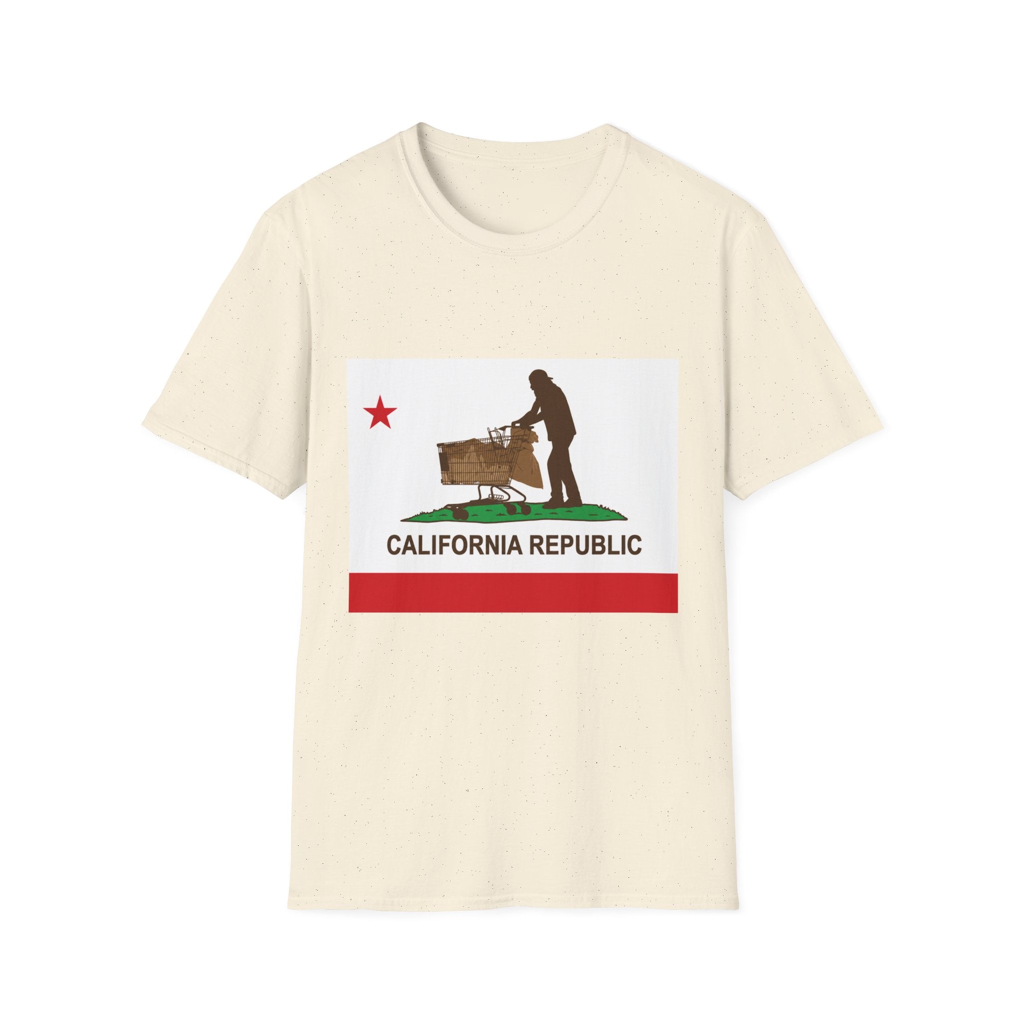 California Republic Grocery Cart T-Shirt — Funny State Flag Design