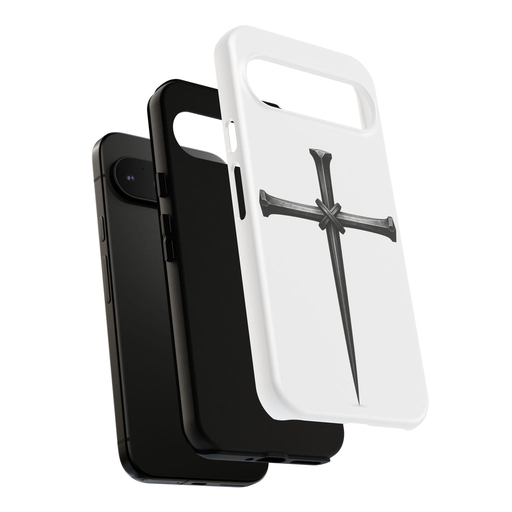 Nail Cross Tough Phone Case – Minimal Gothic Christian Armor for Samsung & iPhone