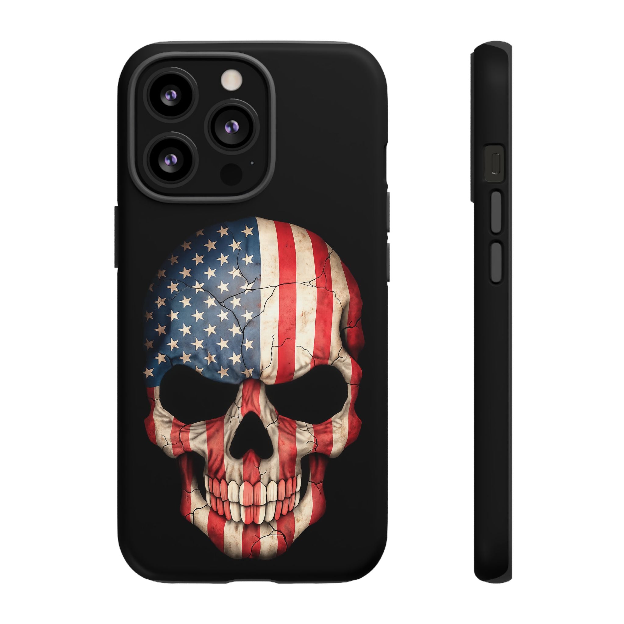 American Flag Skull Phone Case - Patriotic Tough Protective Cover