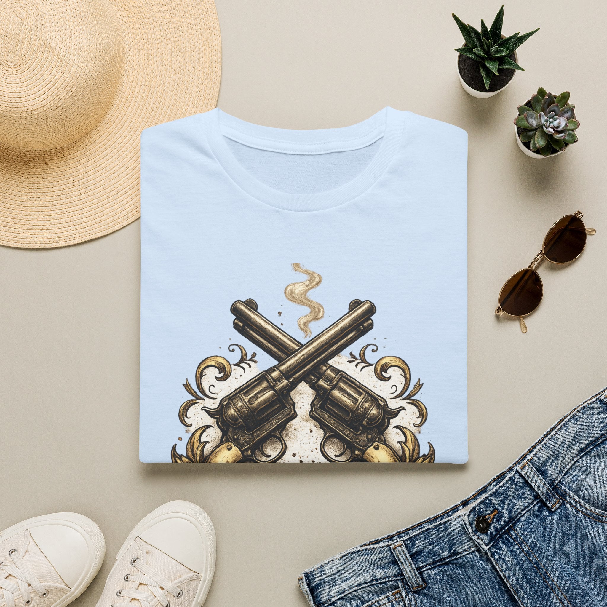 Western Revolver T‑Shirt — "Say When" Vintage Gun Graphic