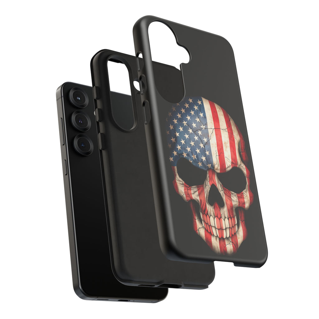 American Flag Skull Phone Case - Patriotic Tough Protective Cover