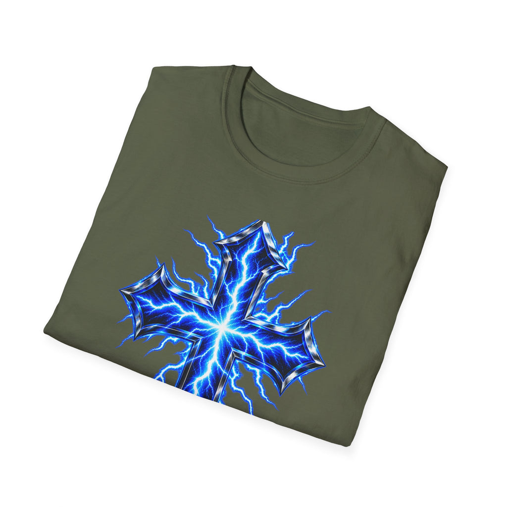 Electric Blue Cross T-Shirt – Lightning Church Graphic Tee
