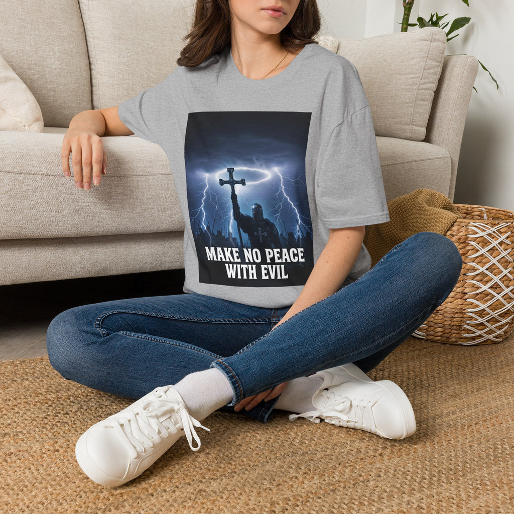 Make No Peace With Evil T-Shirt – Lightning Cross Christian Faith Tee