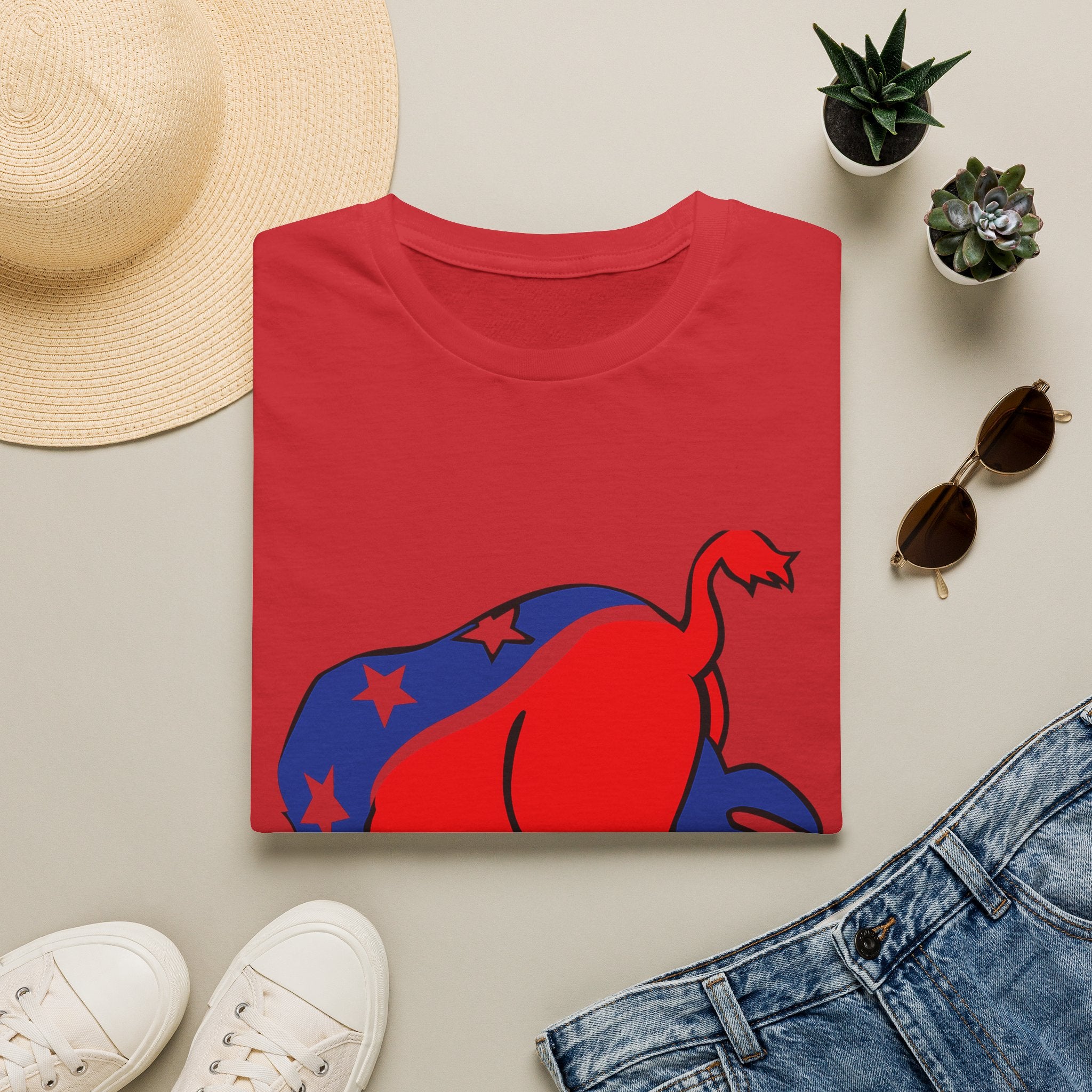 Elephant Political Graphic T-Shirt — Patriotic Red, White & Blue Design
