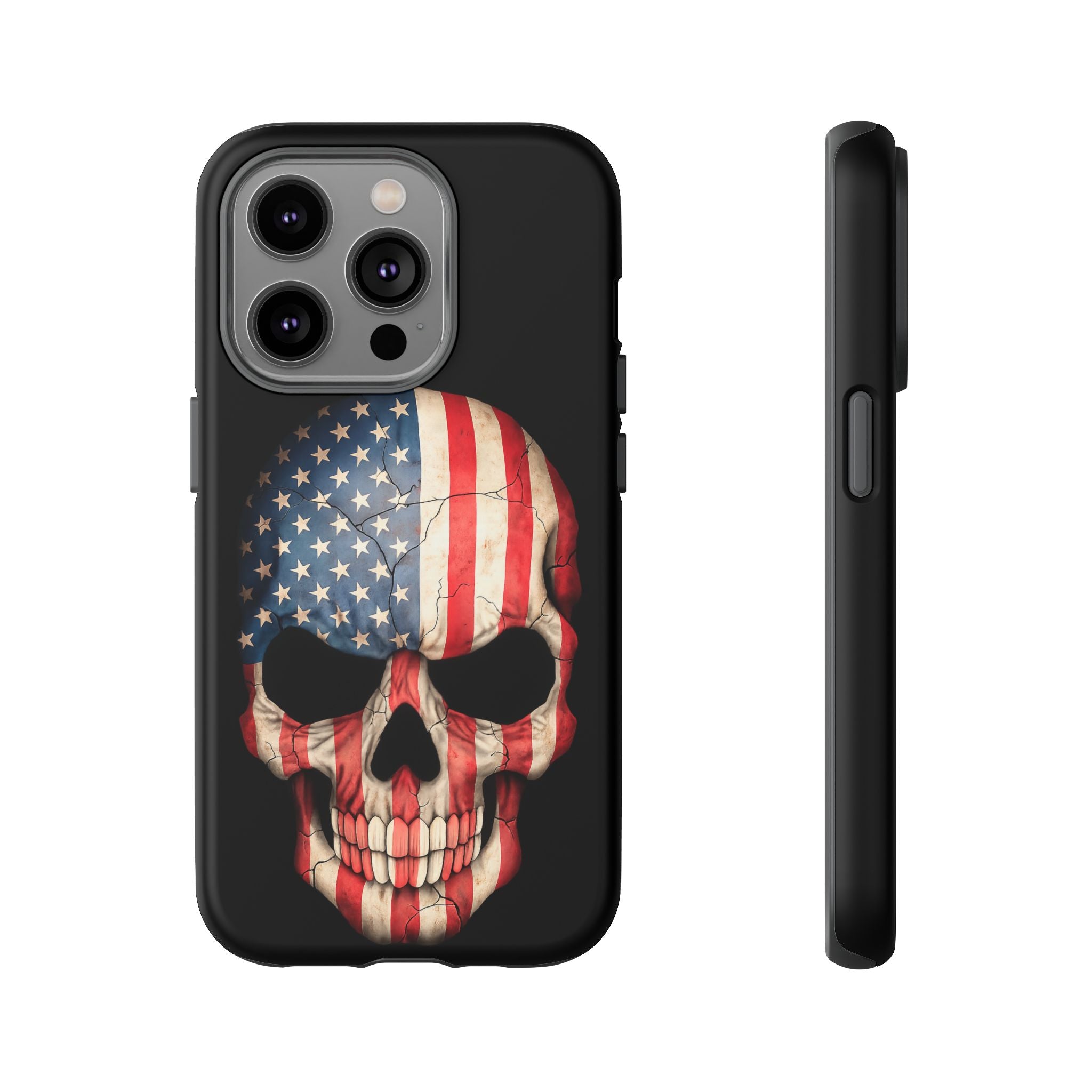 American Flag Skull Phone Case - Patriotic Tough Protective Cover