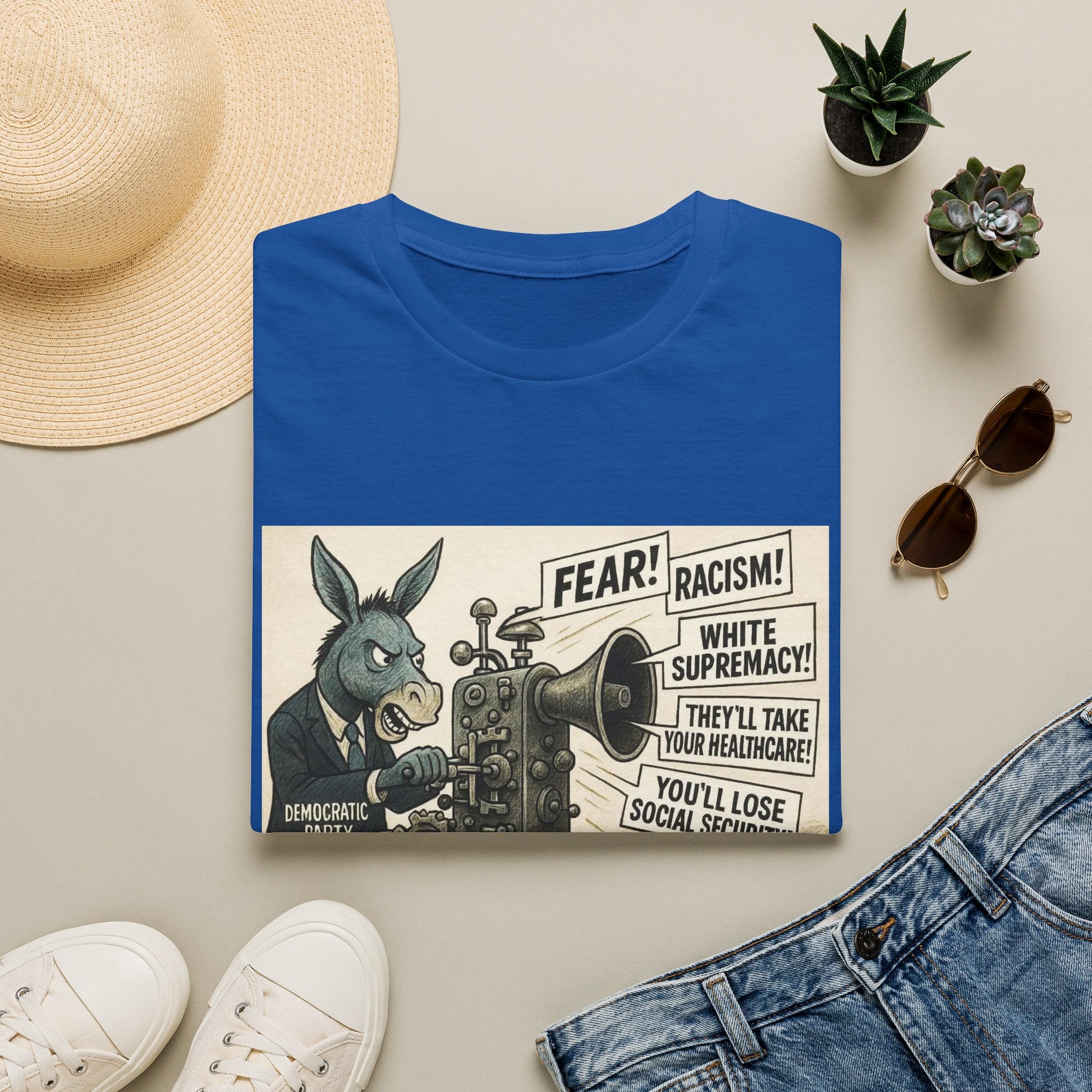 Graphic T-Shirt — Vintage Political Cartoon ‘Fear! Racism! White Supremacy!’