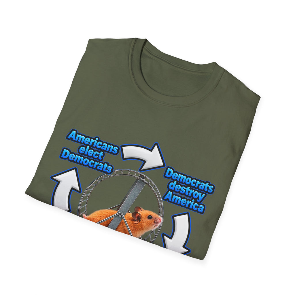 Hamster Wheel Politics T-Shirt — "Americans Elect/Destroy" Satire Tee