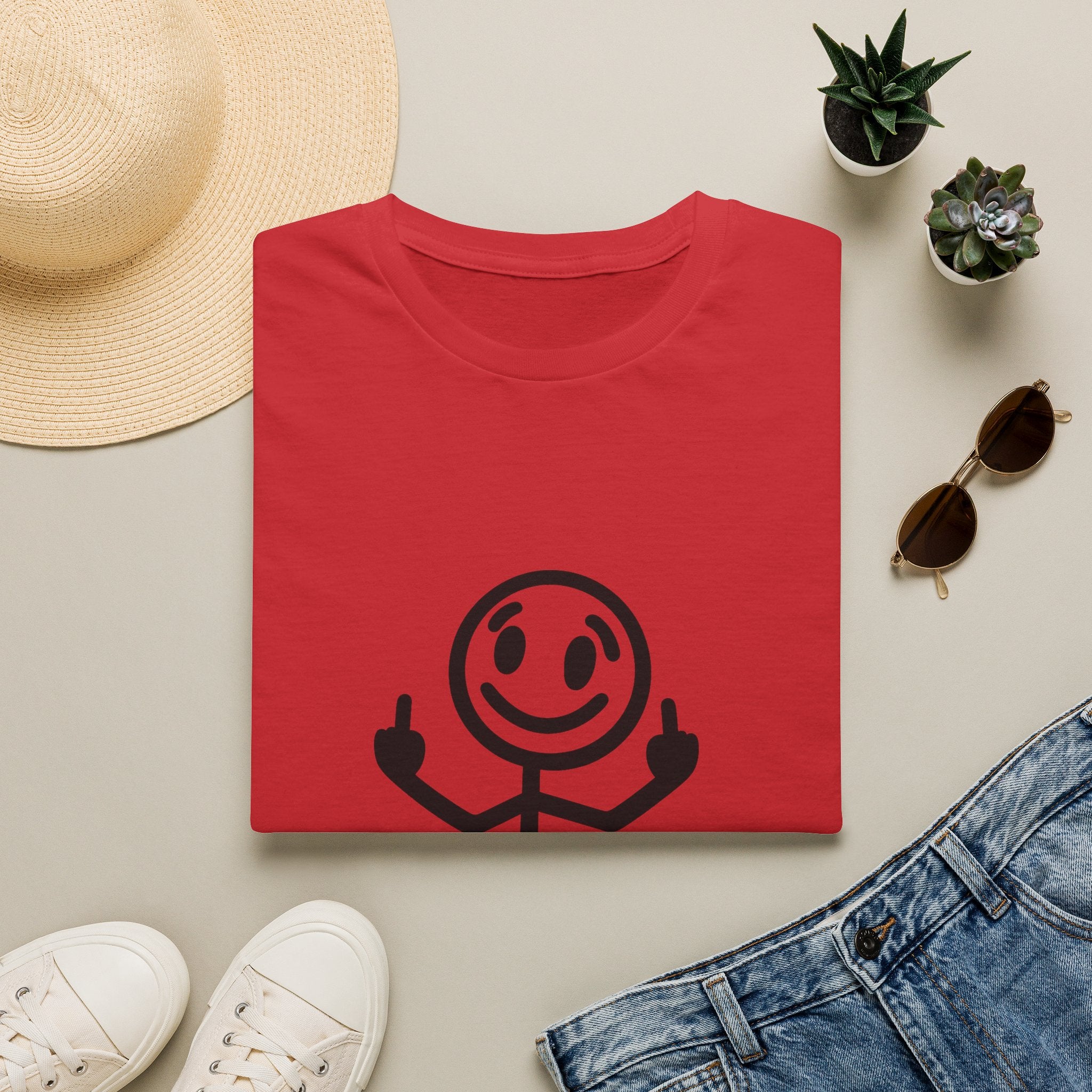 Graphic T-Shirt — 'Zero White Guilt' Smiley Stick Figure Middle Finger