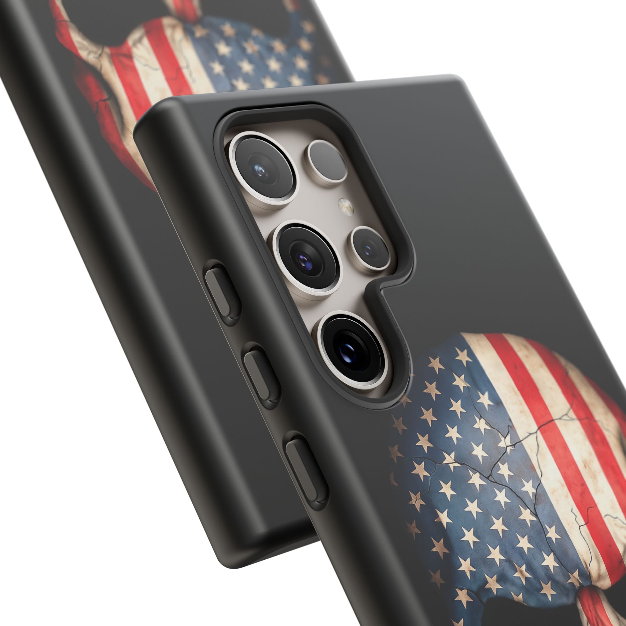 American Flag Skull Phone Case - Patriotic Tough Protective Cover