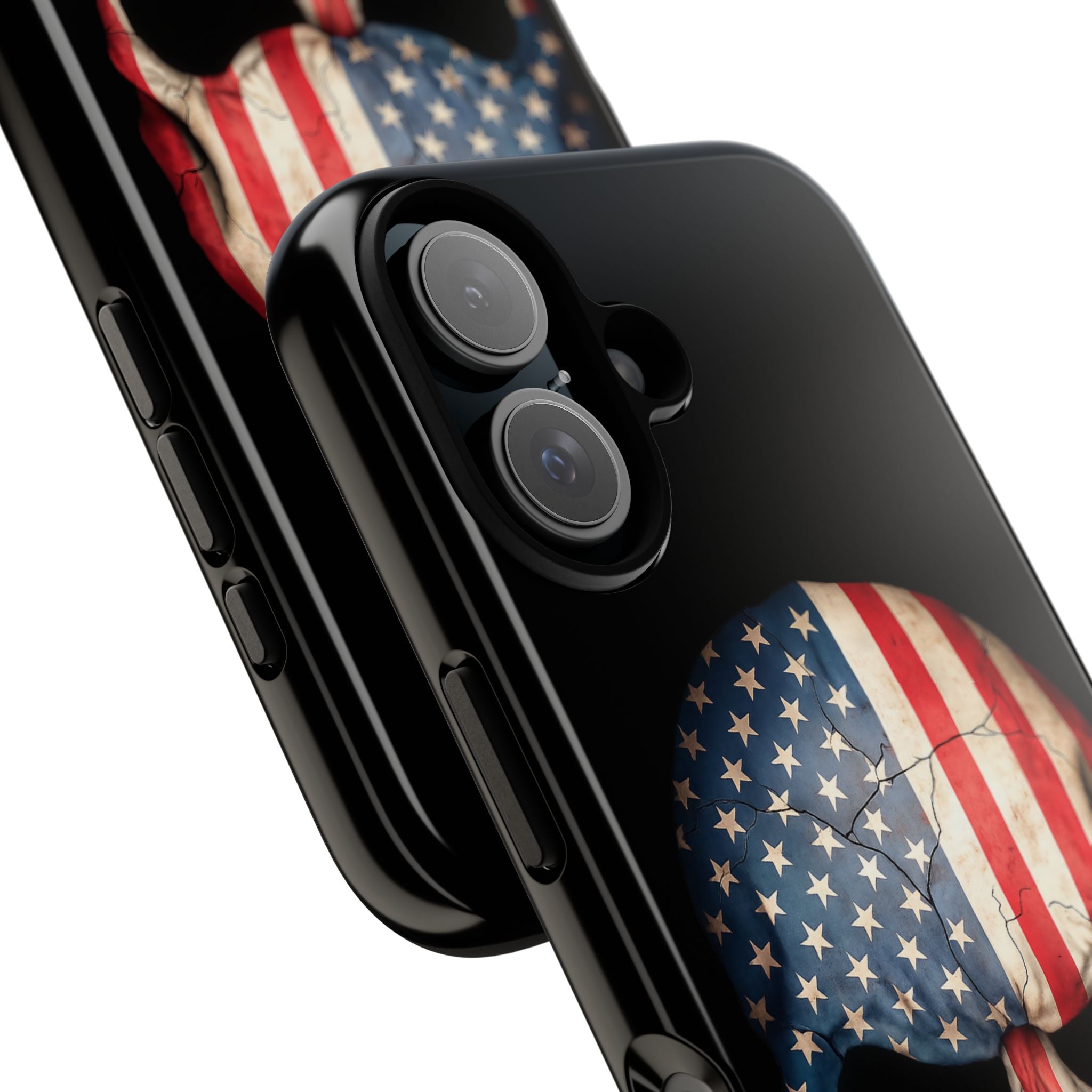 American Flag Skull Phone Case - Patriotic Tough Protective Cover