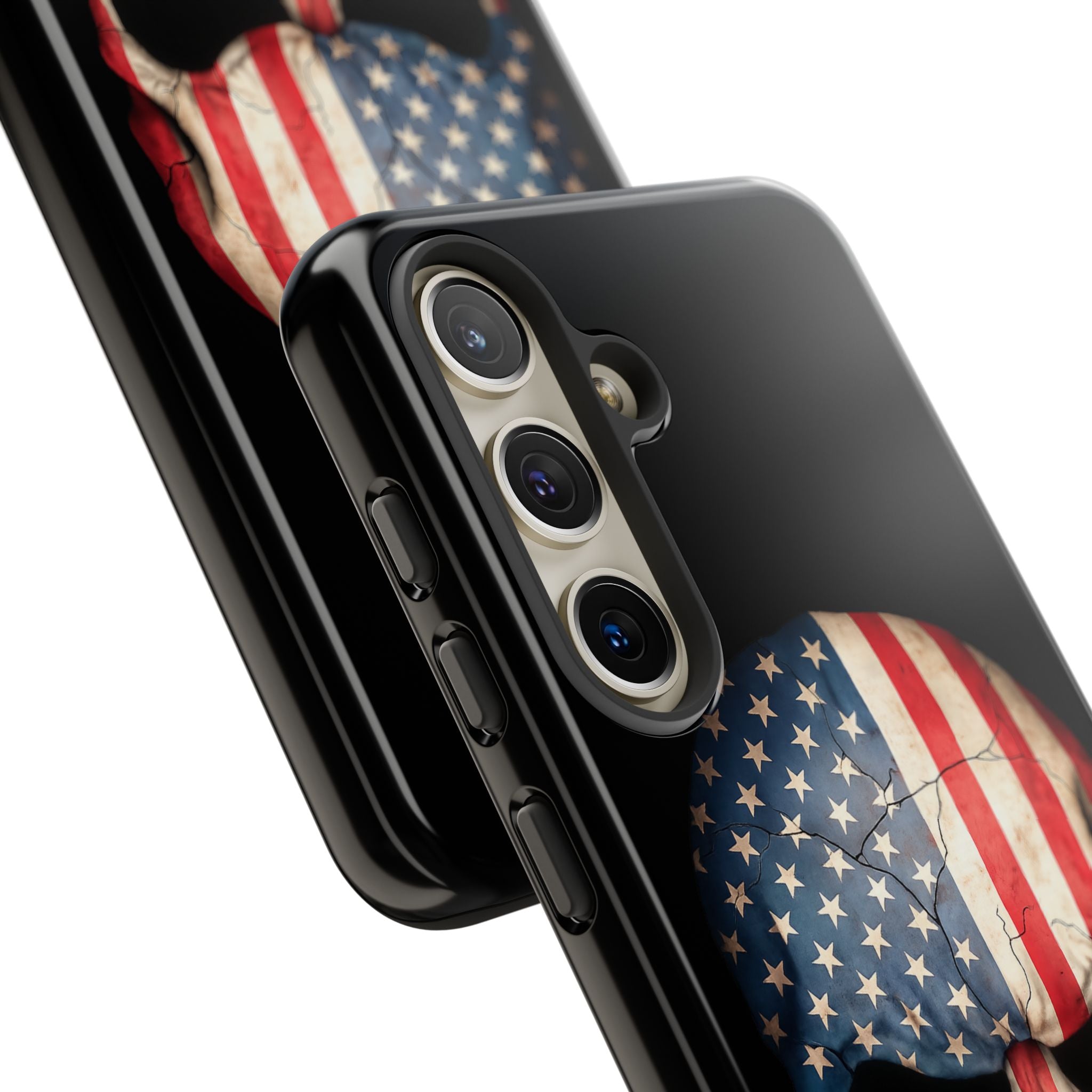 American Flag Skull Phone Case - Patriotic Tough Protective Cover