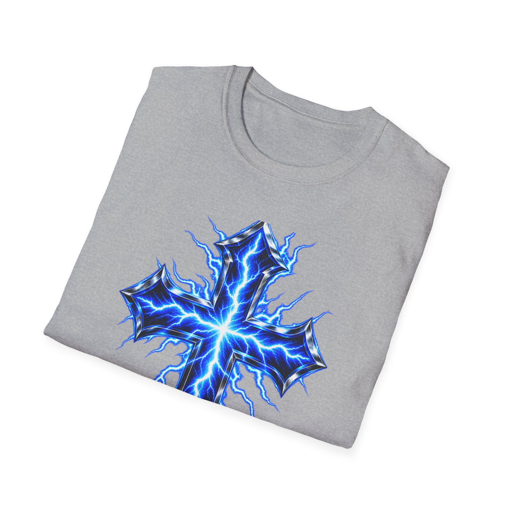Electric Blue Cross T-Shirt – Lightning Church Graphic Tee