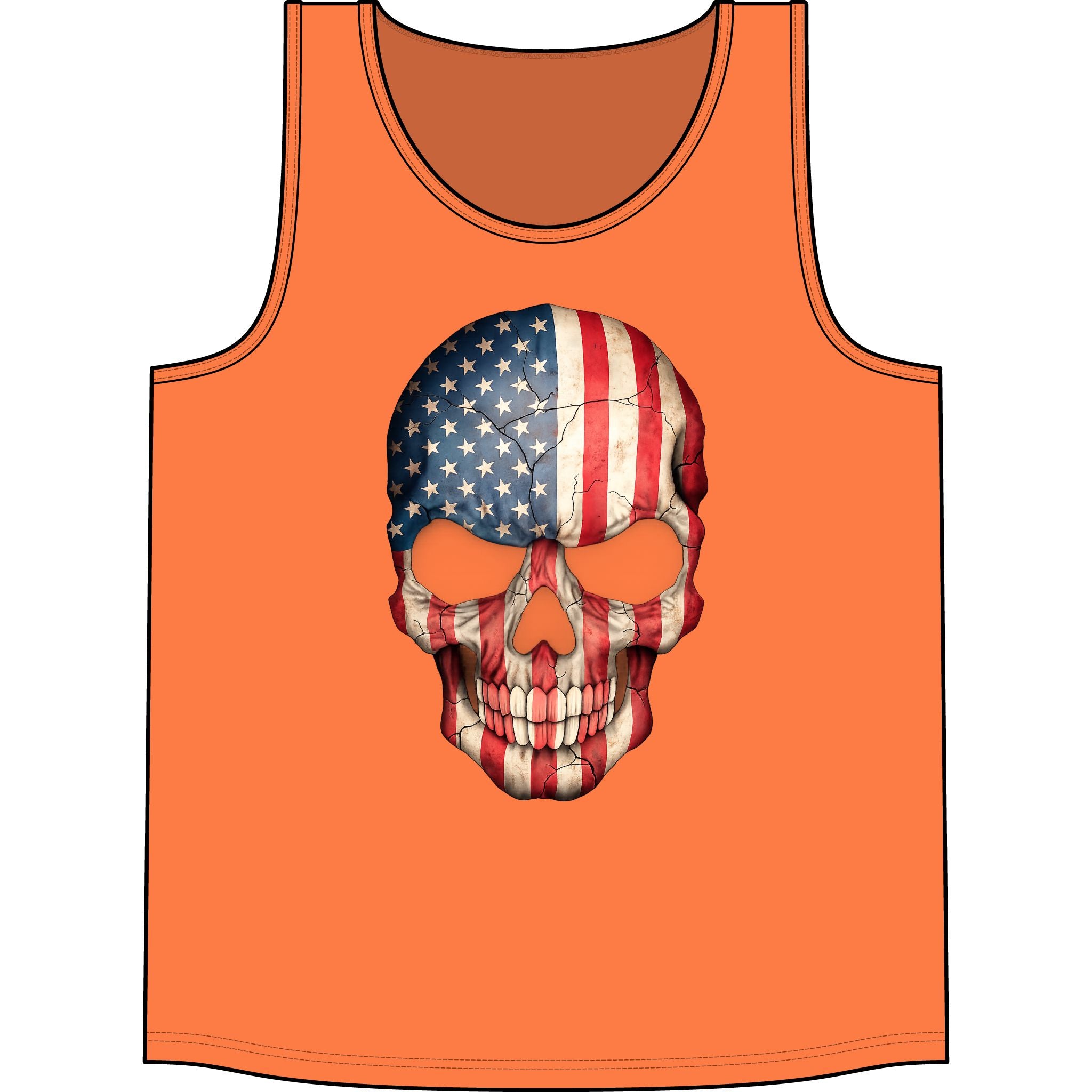 American Flag Skull Tank Top — Patriotic Skull Sleeveless Shirt for 4th of July & Concerts