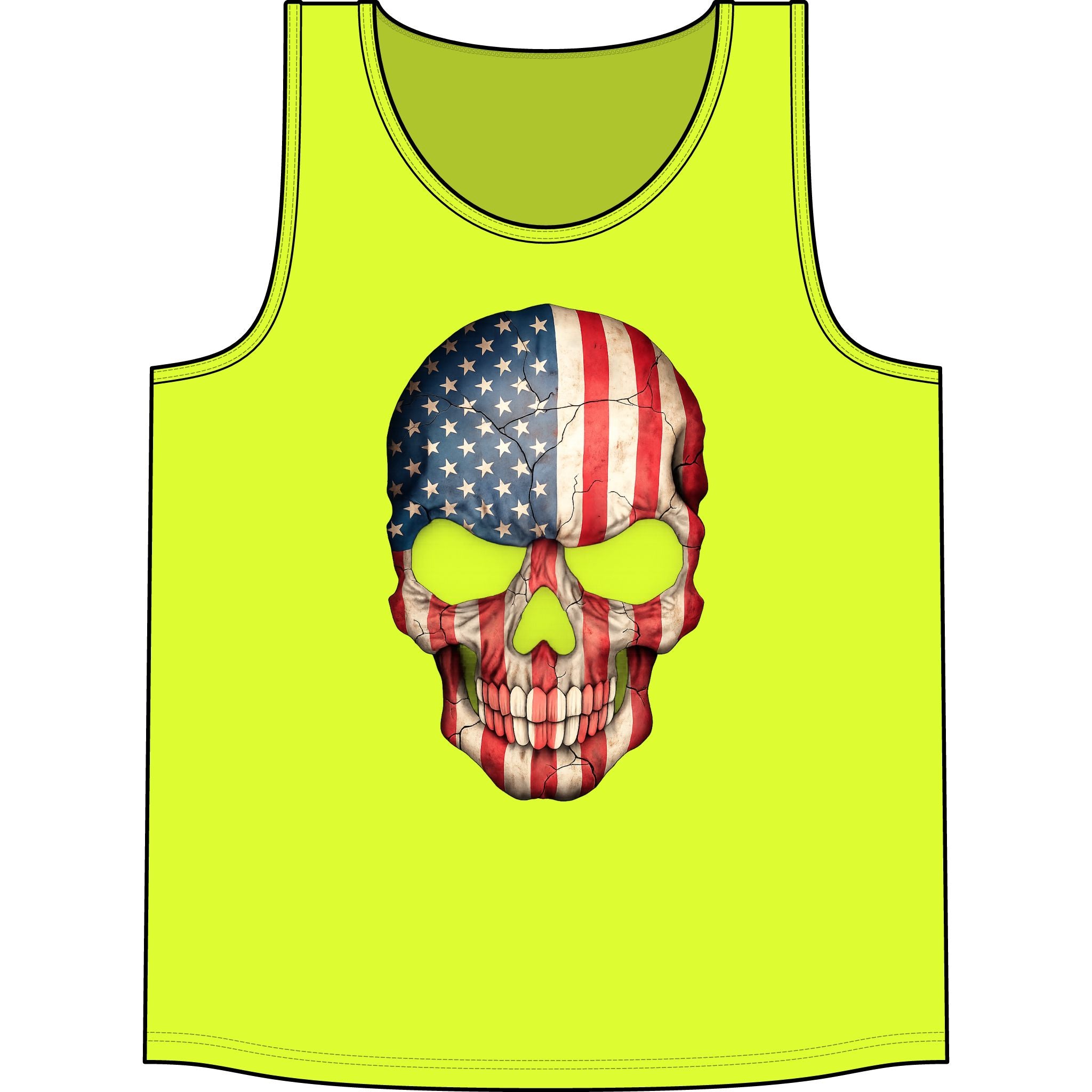 American Flag Skull Tank Top — Patriotic Skull Sleeveless Shirt for 4th of July & Concerts