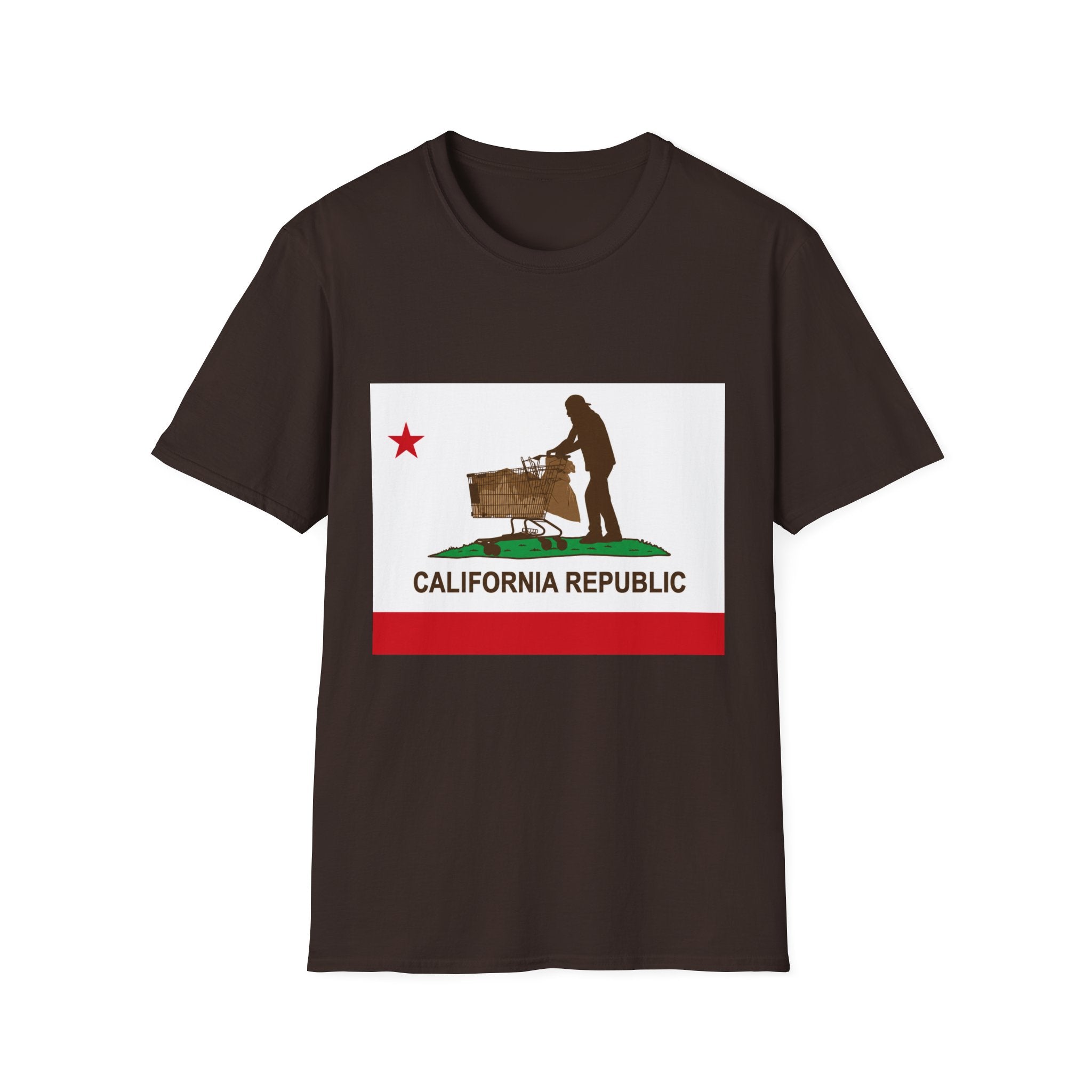 California Republic Grocery Cart T-Shirt — Funny State Flag Design