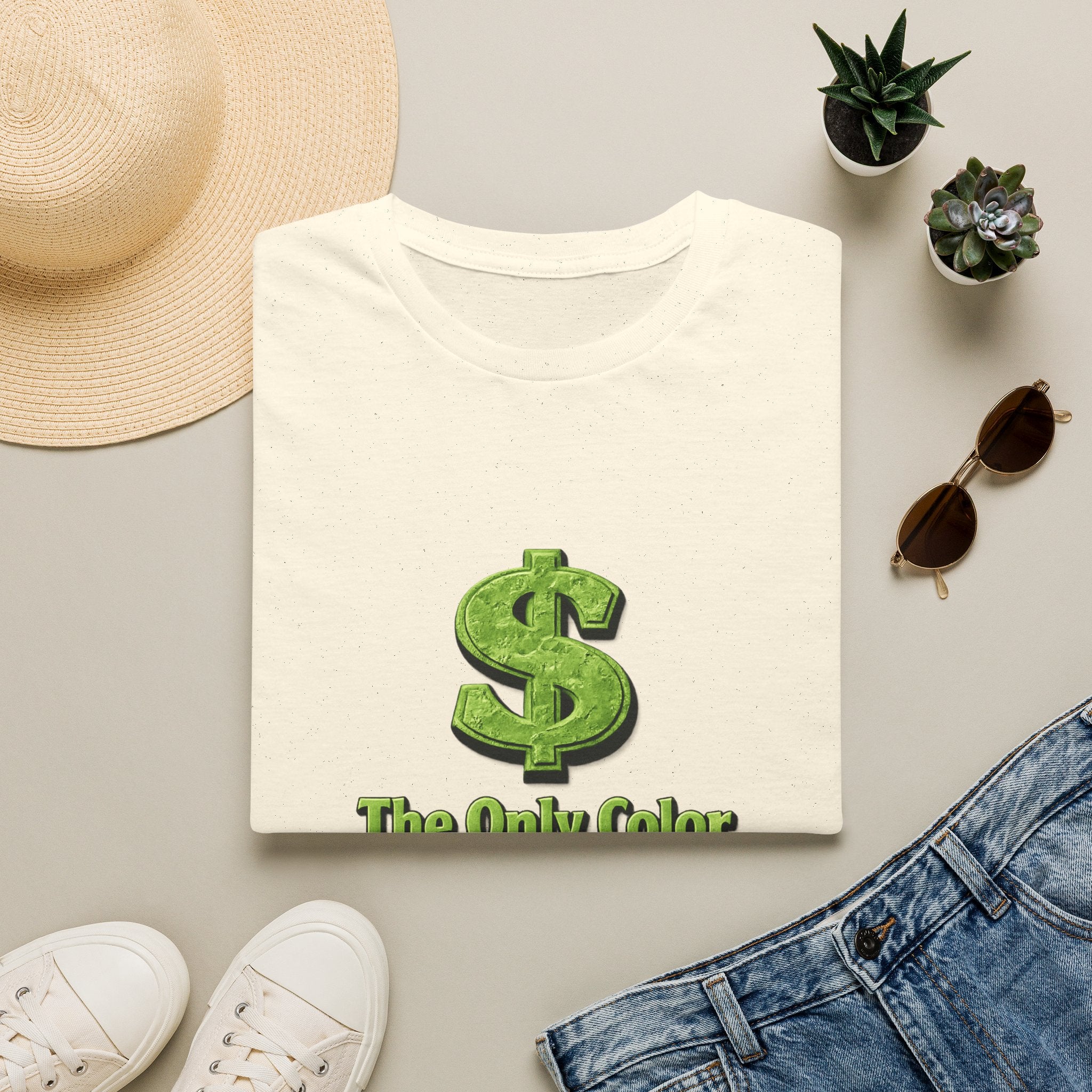 T-Shirt: "The Only Color That Matters Is Green" Dollar Sign Graphic Tee