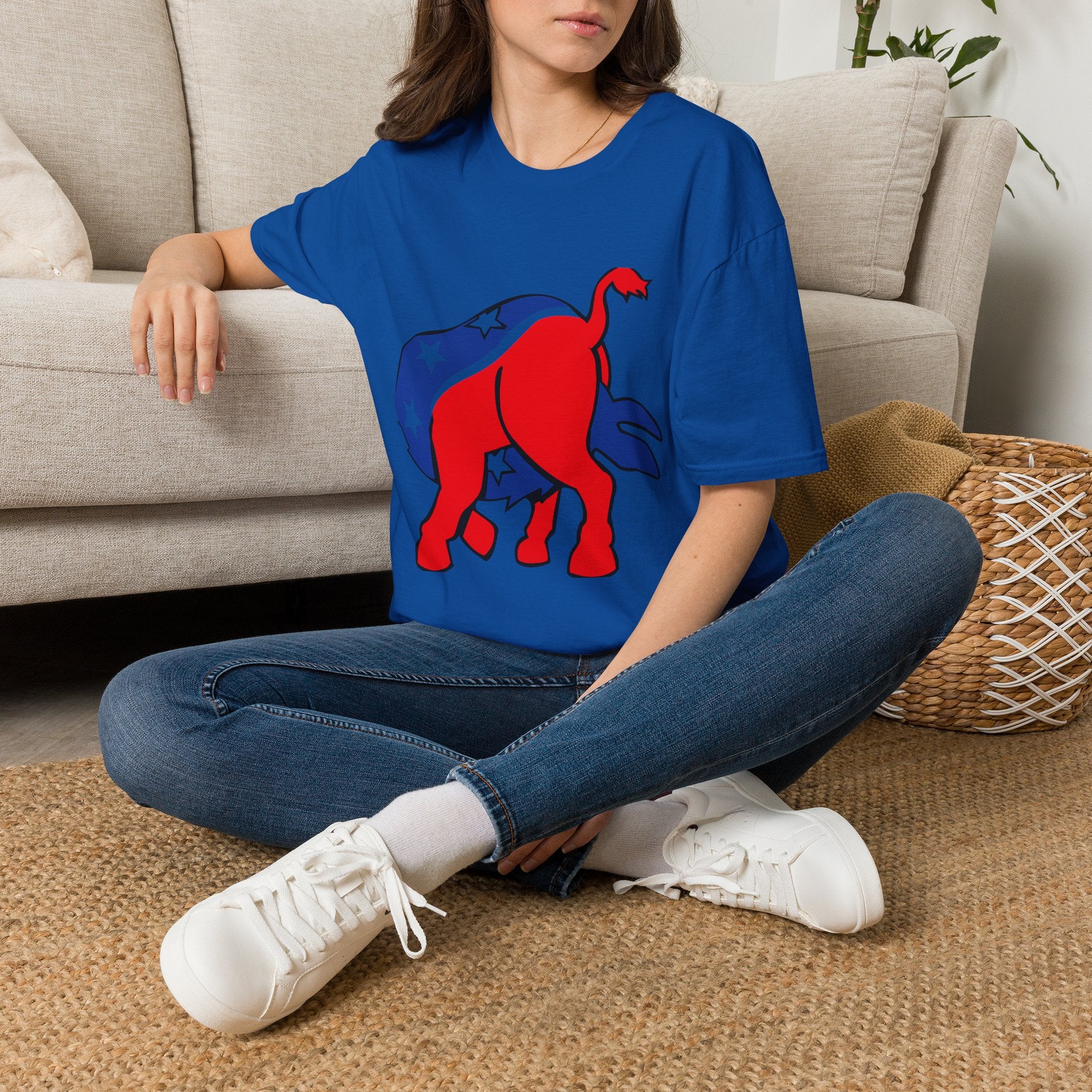 Elephant Political Graphic T-Shirt — Patriotic Red, White & Blue Design
