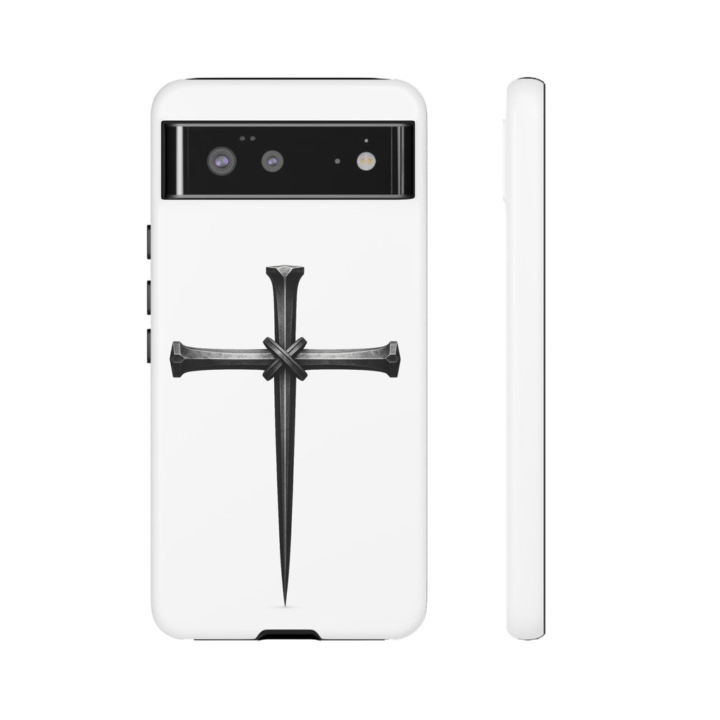 Nail Cross Tough Phone Case – Minimal Gothic Christian Armor for Samsung & iPhone