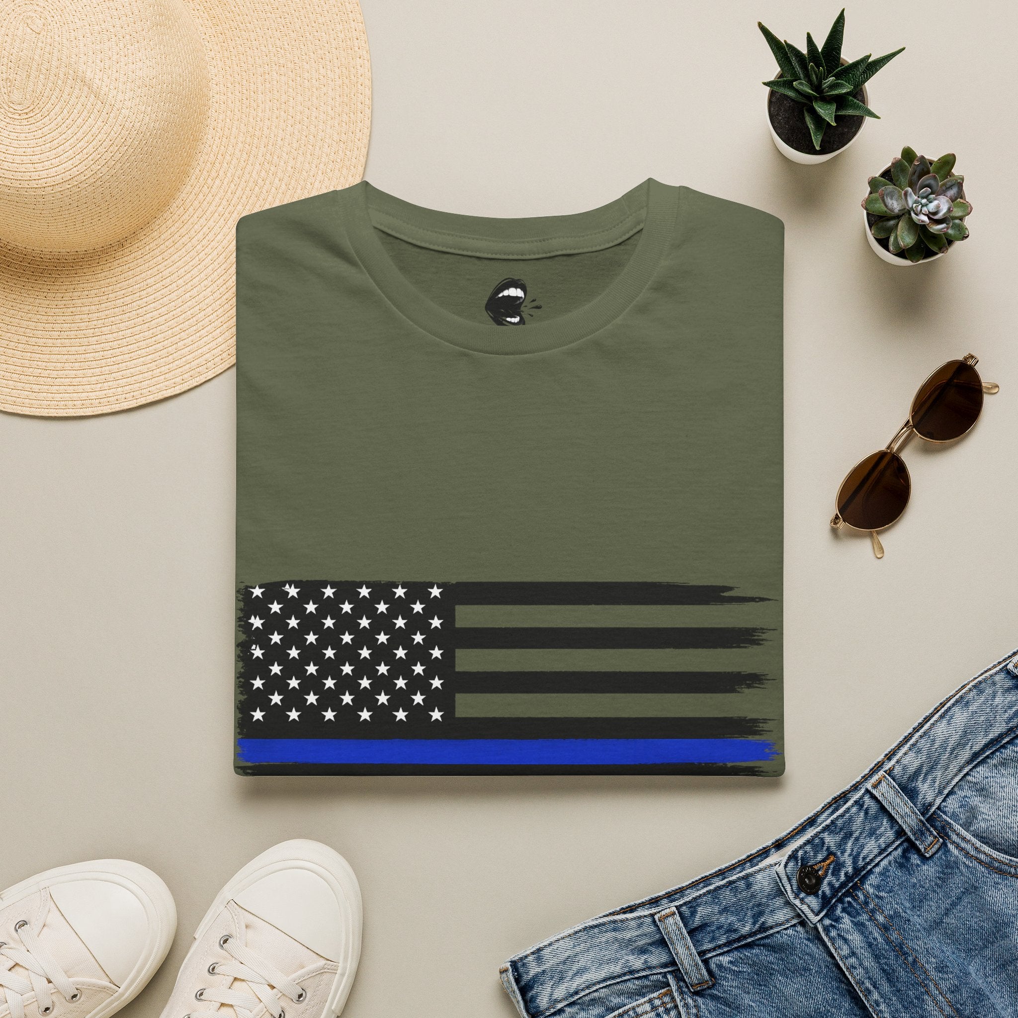 T-Shirt — Thin Blue Line American Flag "Back The Blue" Patrol Tee