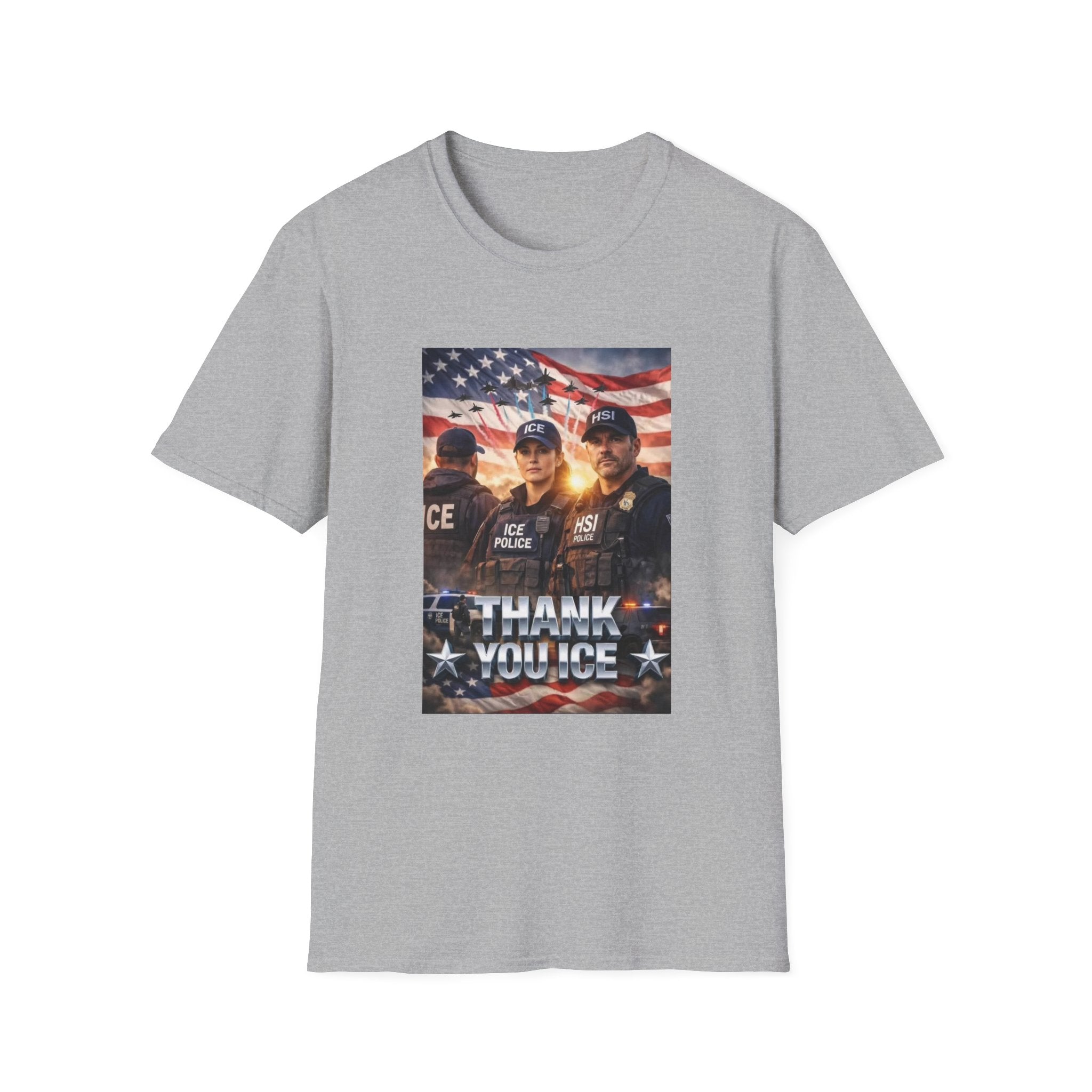 Police Tribute T-Shirt — "Thank You Police" American Flag Design