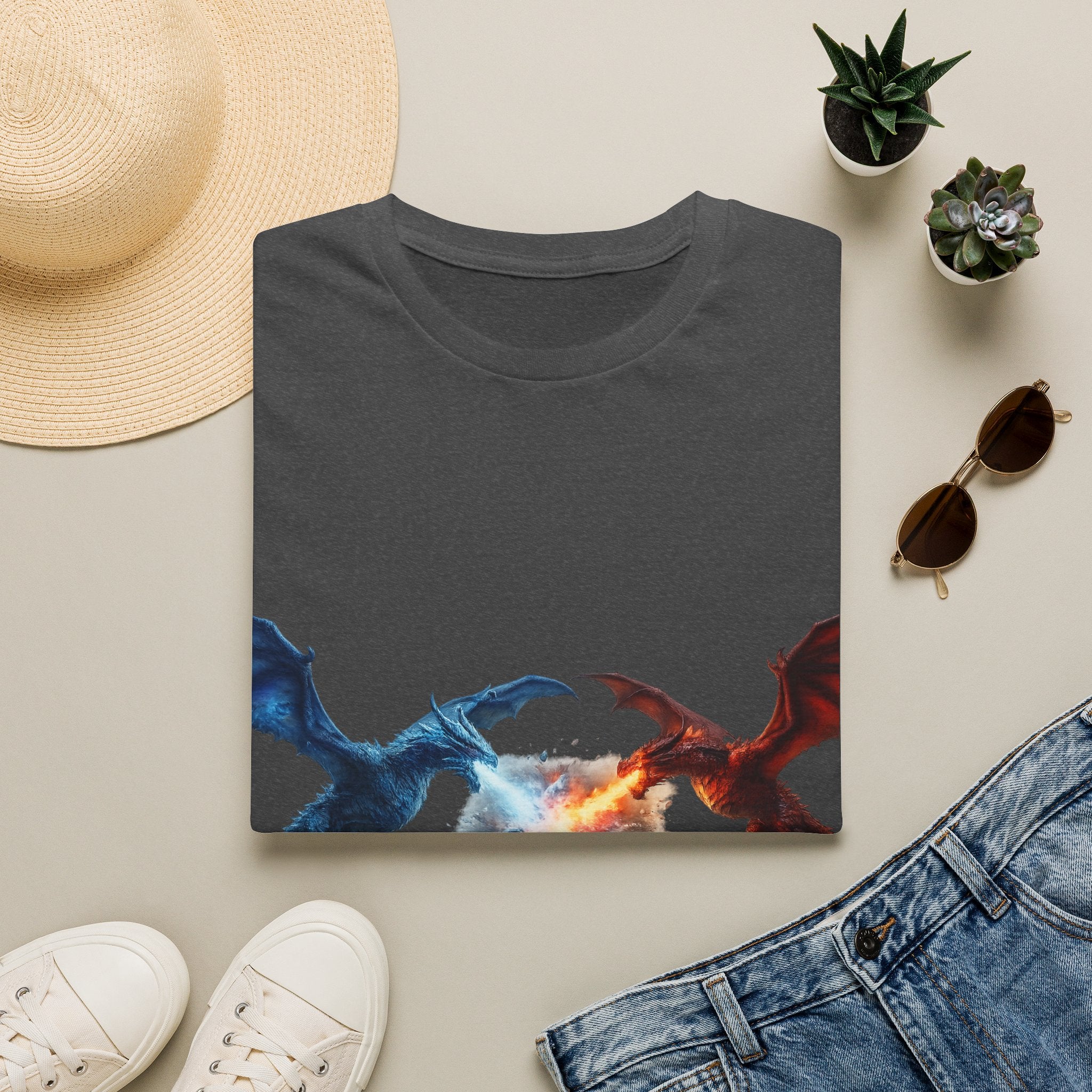 Dragon Duel T-Shirt — Fire vs Ice- Wyverns Graphic Tee