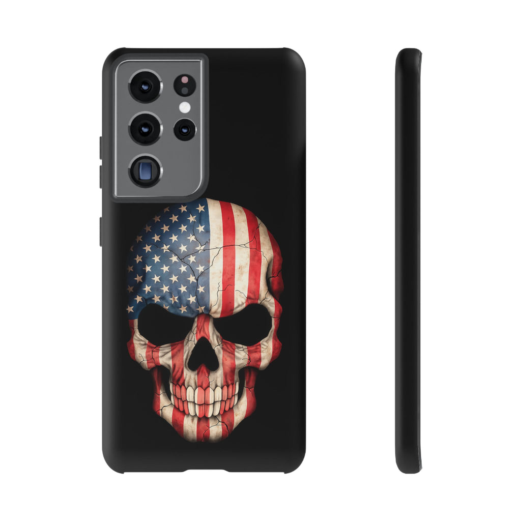 American Flag Skull Phone Case - Patriotic Tough Protective Cover