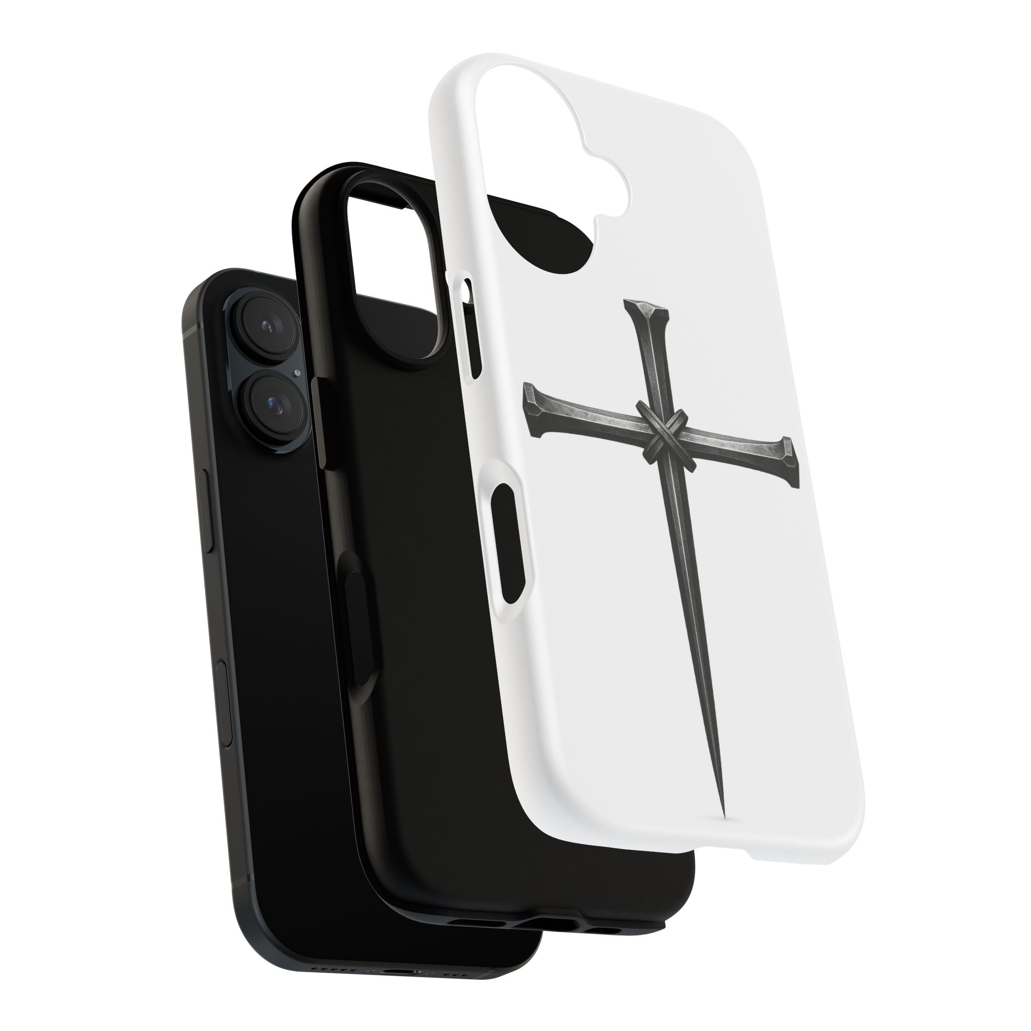 Nail Cross Tough Phone Case – Minimal Gothic Christian Armor for Samsung & iPhone