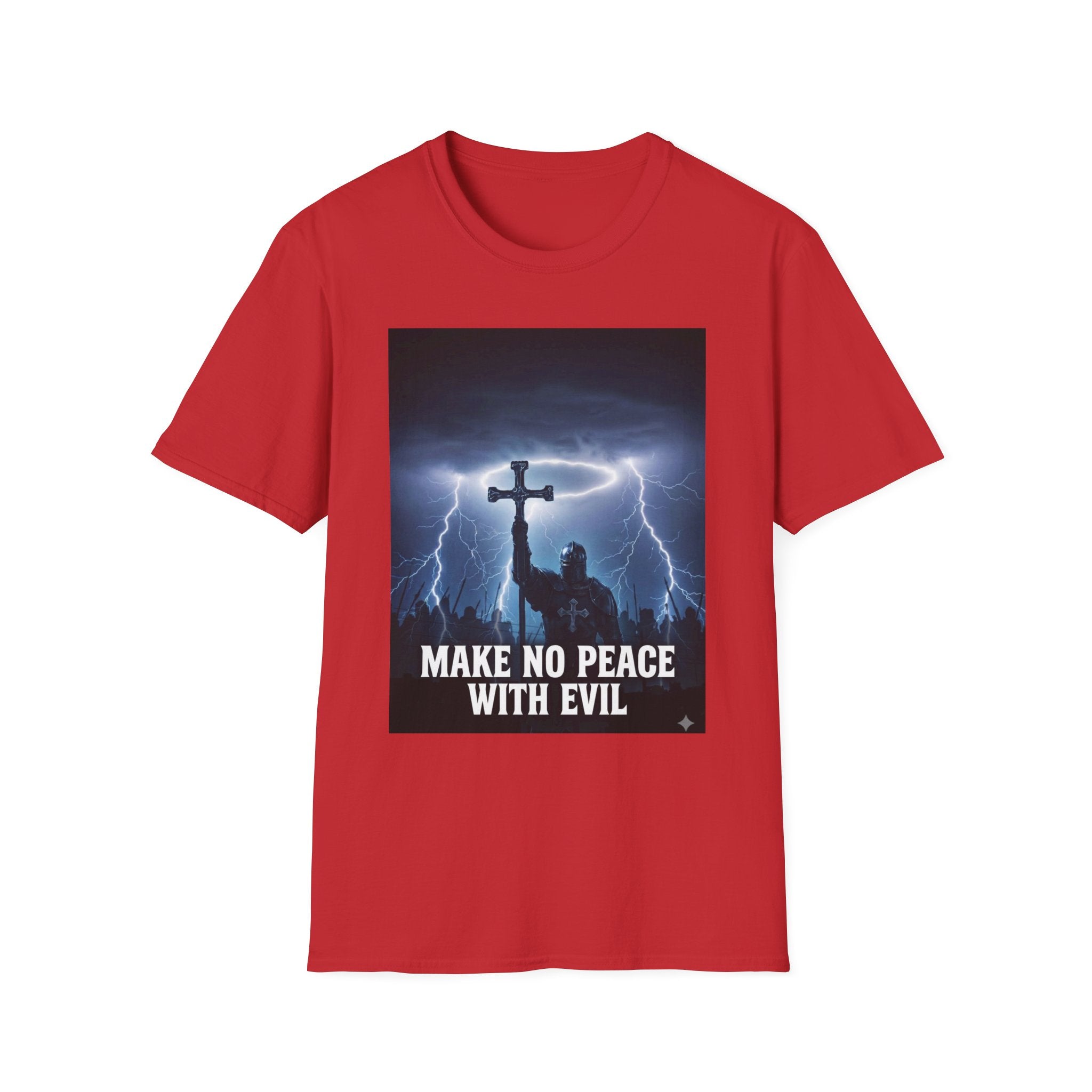 Make No Peace With Evil T-Shirt – Lightning Cross Christian Faith Tee
