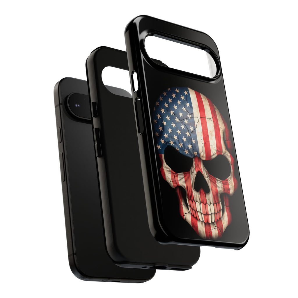 American Flag Skull Phone Case - Patriotic Tough Protective Cover