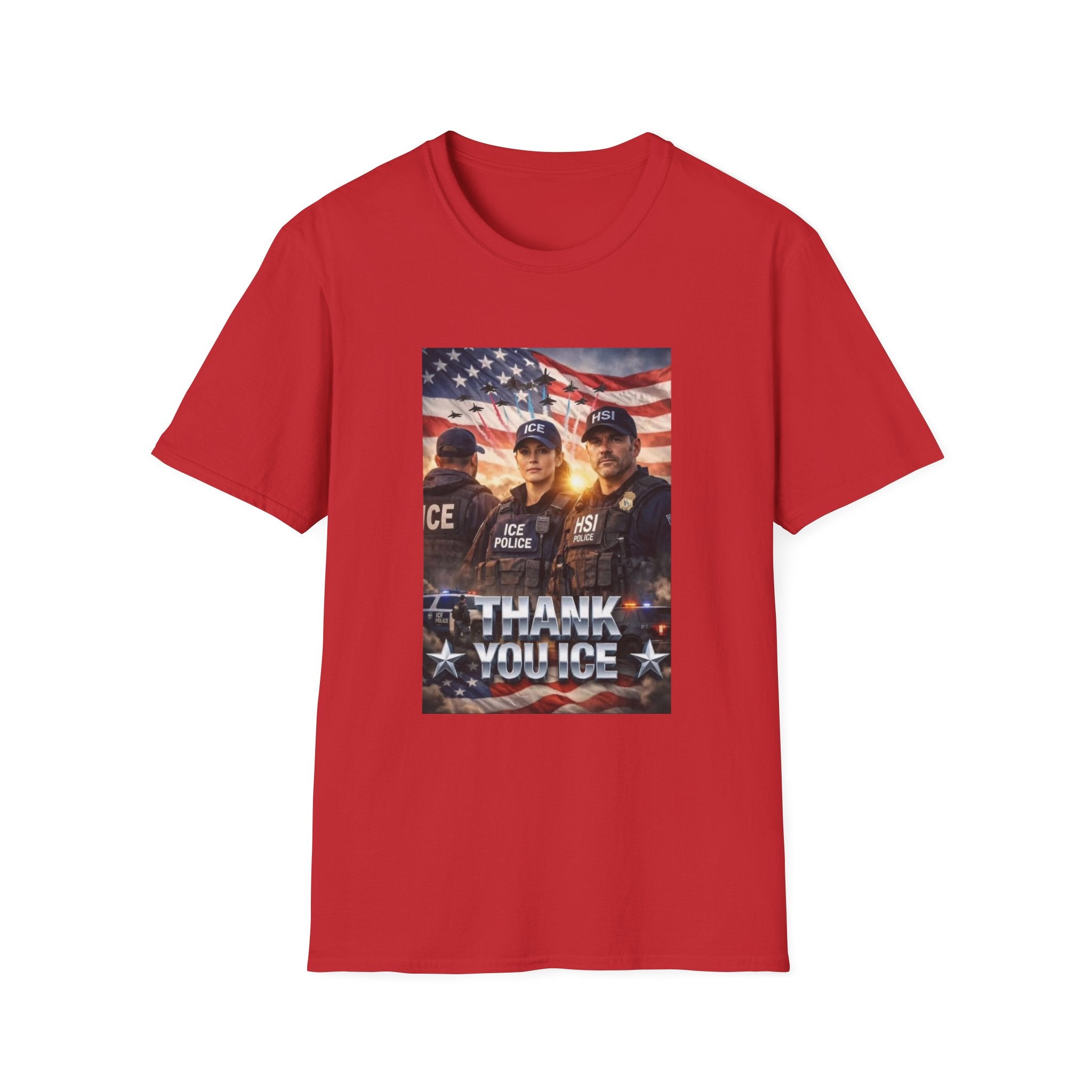 Police Tribute T-Shirt — "Thank You Police" American Flag Design
