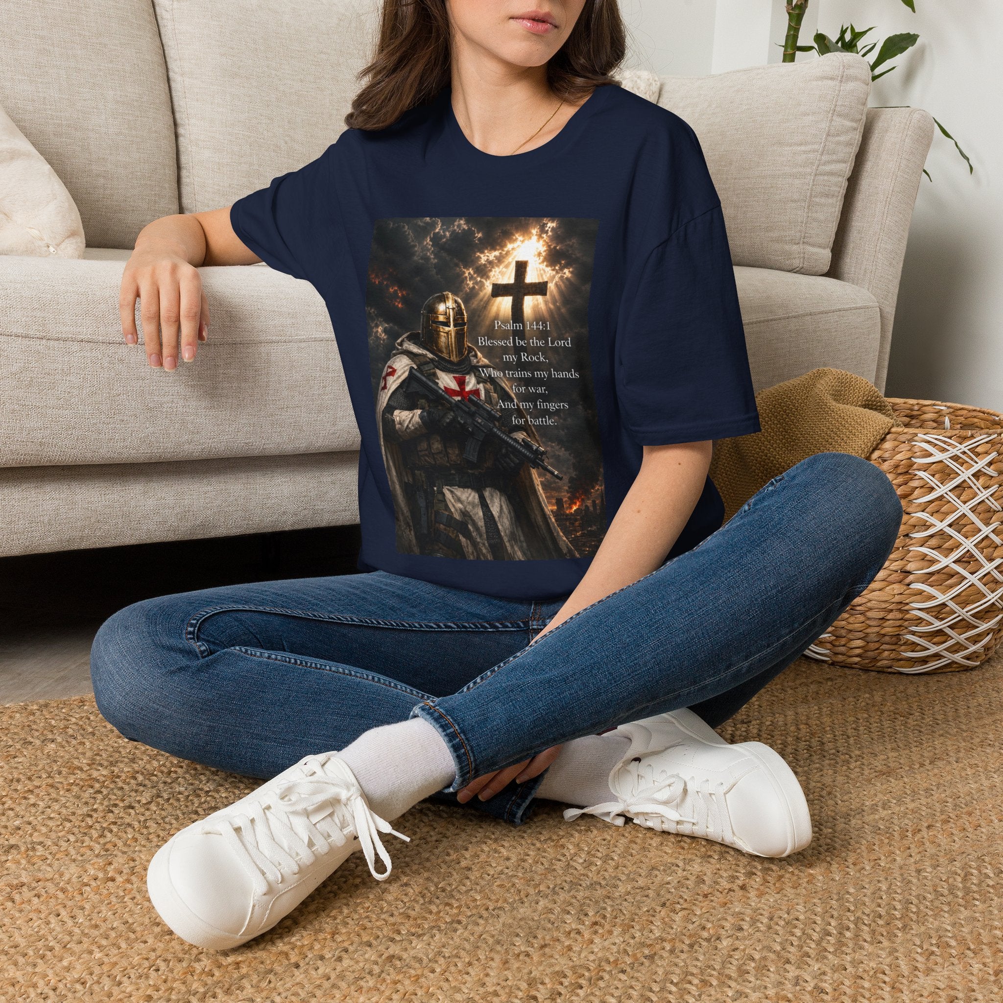 Christian Knight T-Shirt — Psalm 18:1 Faith & Strength Tee