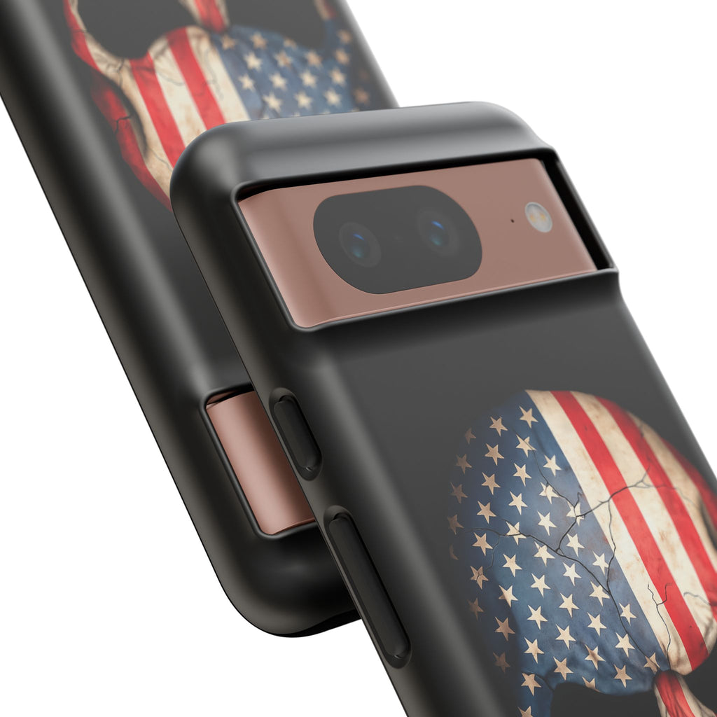 American Flag Skull Phone Case - Patriotic Tough Protective Cover