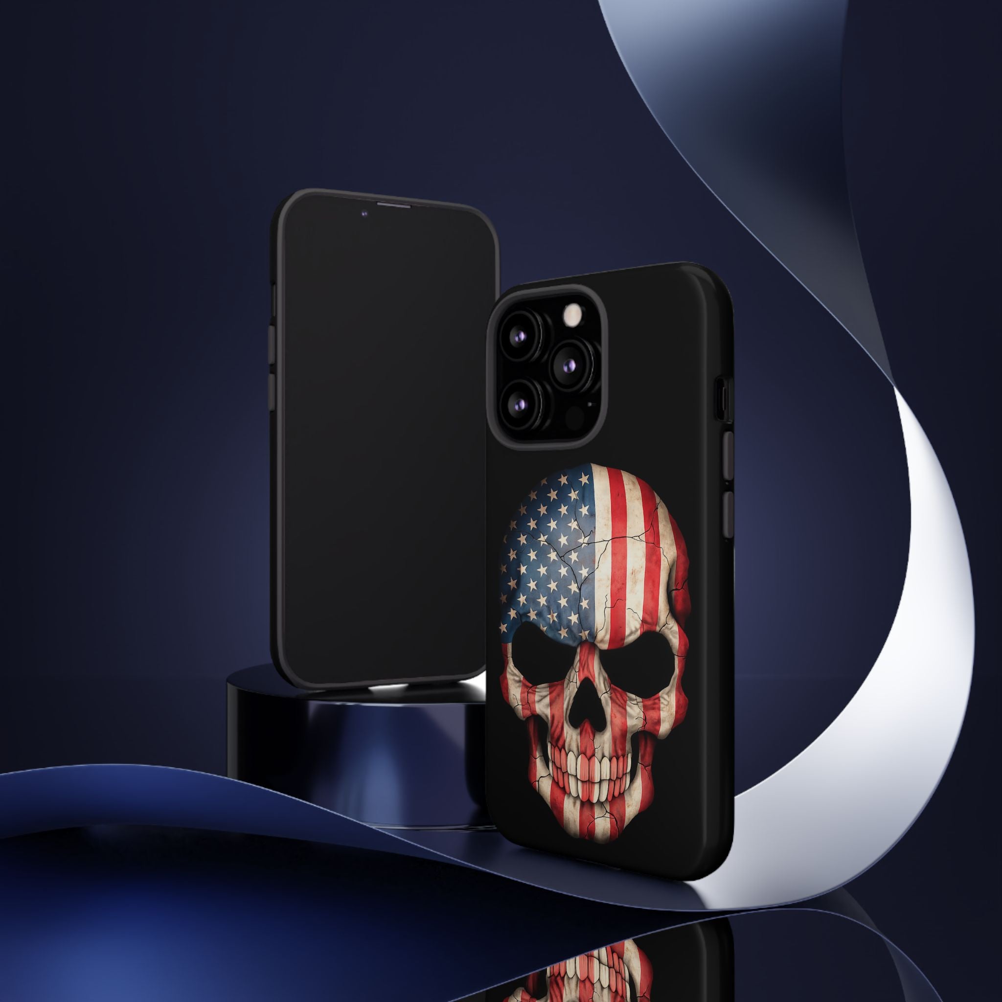 American Flag Skull Phone Case - Patriotic Tough Protective Cover