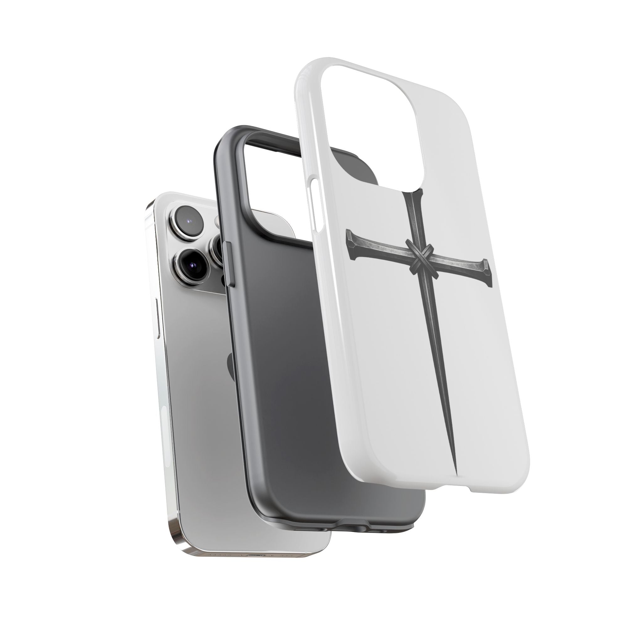 Nail Cross Tough Phone Case – Minimal Gothic Christian Armor for Samsung & iPhone