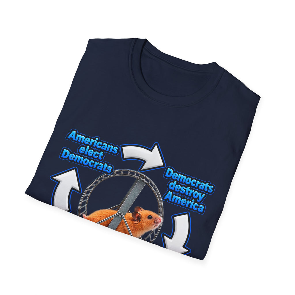 Hamster Wheel Politics T-Shirt — "Americans Elect/Destroy" Satire Tee
