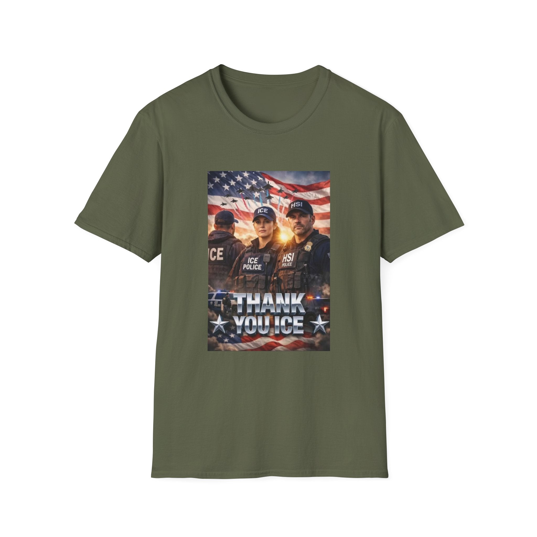 Police Tribute T-Shirt — "Thank You Police" American Flag Design