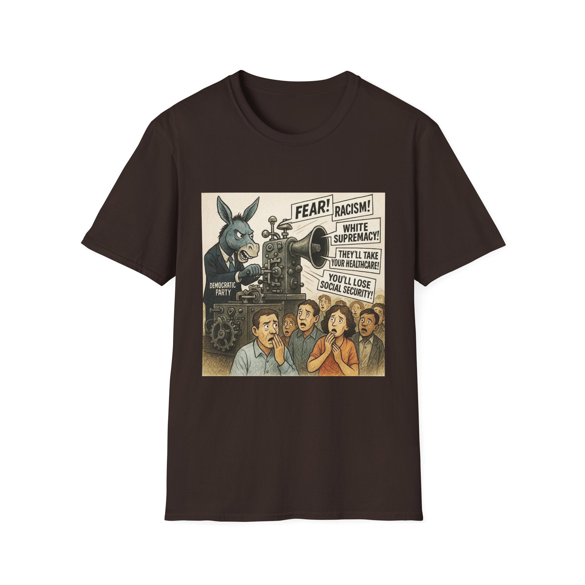 Graphic T-Shirt — Vintage Political Cartoon ‘Fear! Racism! White Supremacy!’