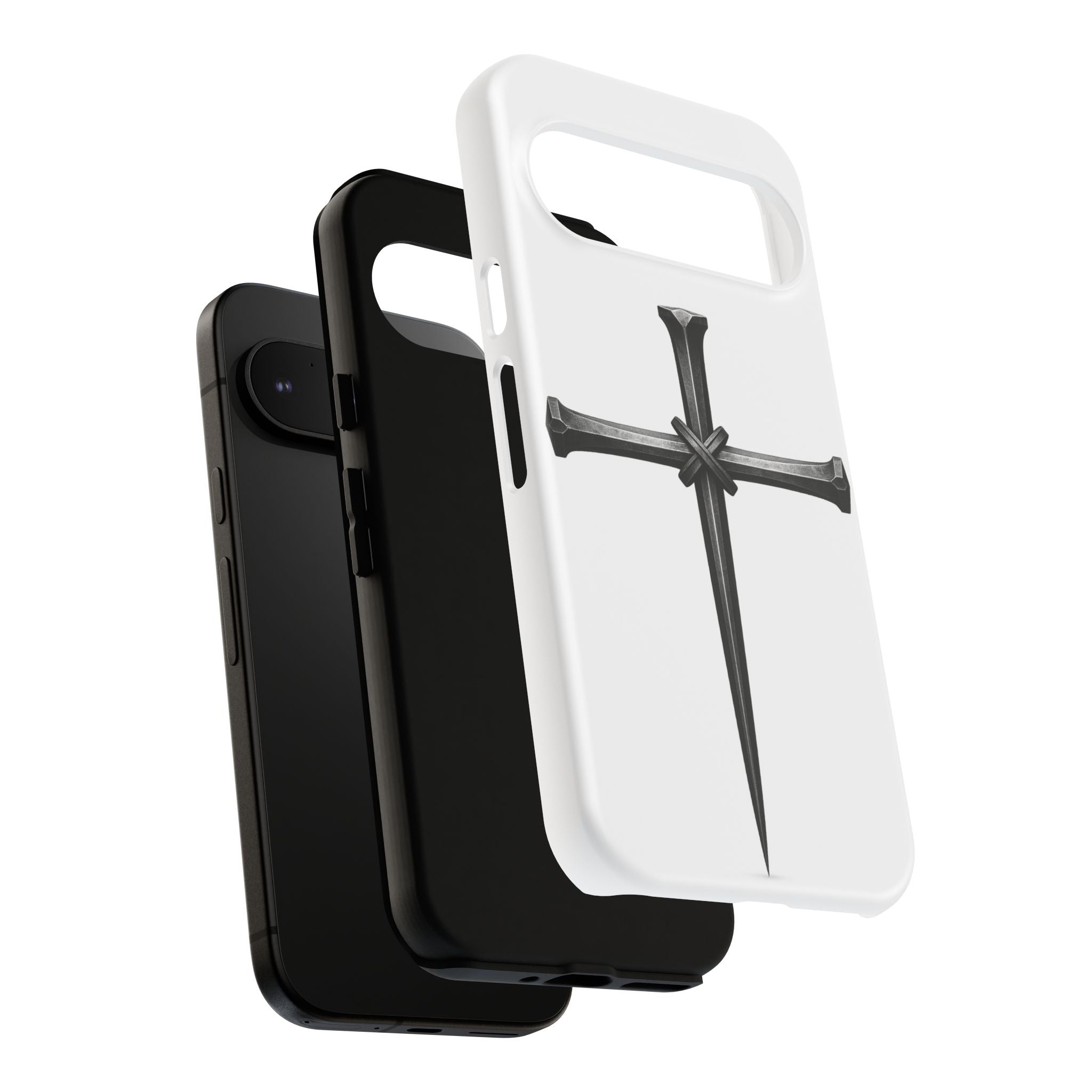 Nail Cross Tough Phone Case – Minimal Gothic Christian Armor for Samsung & iPhone