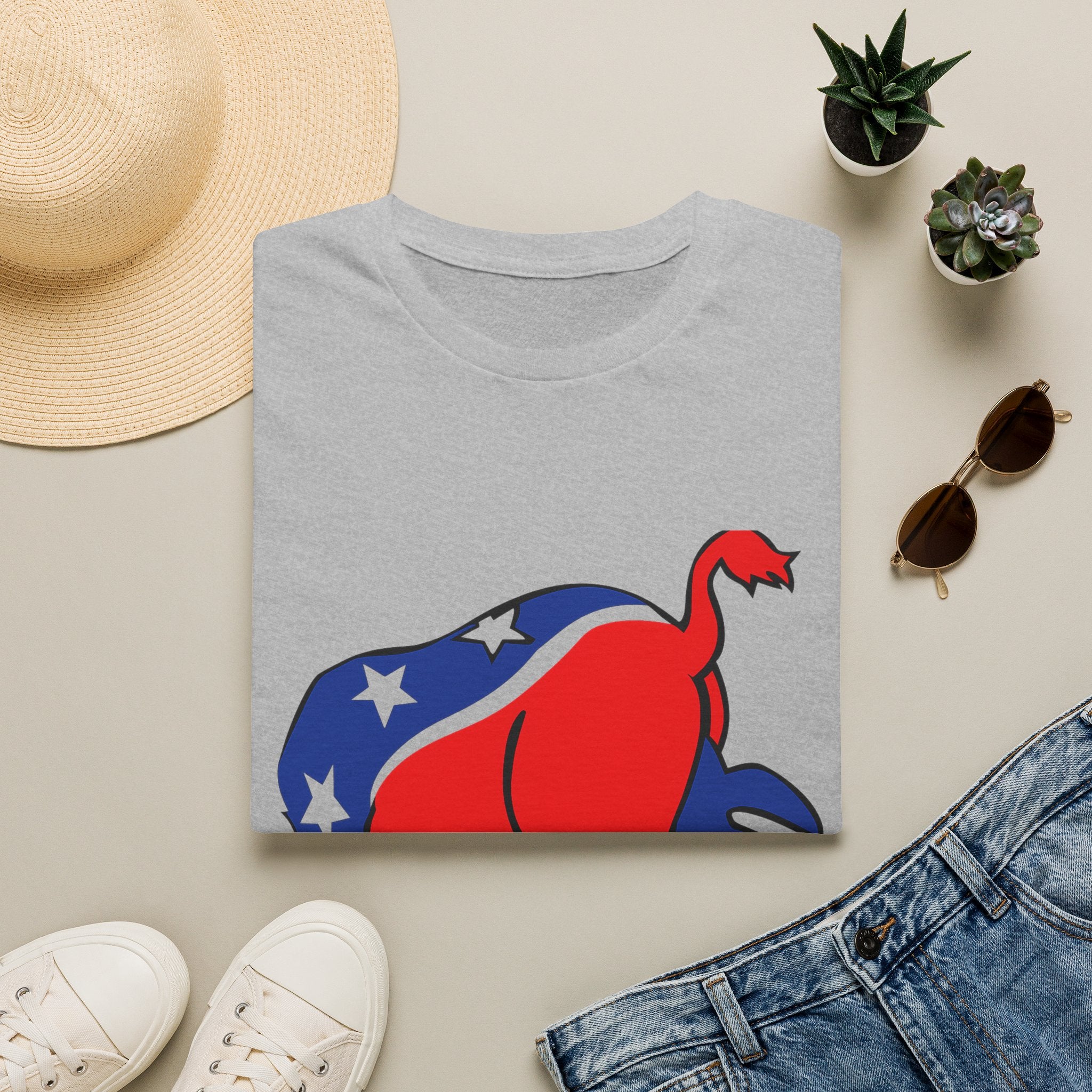 Elephant Political Graphic T-Shirt — Patriotic Red, White & Blue Design