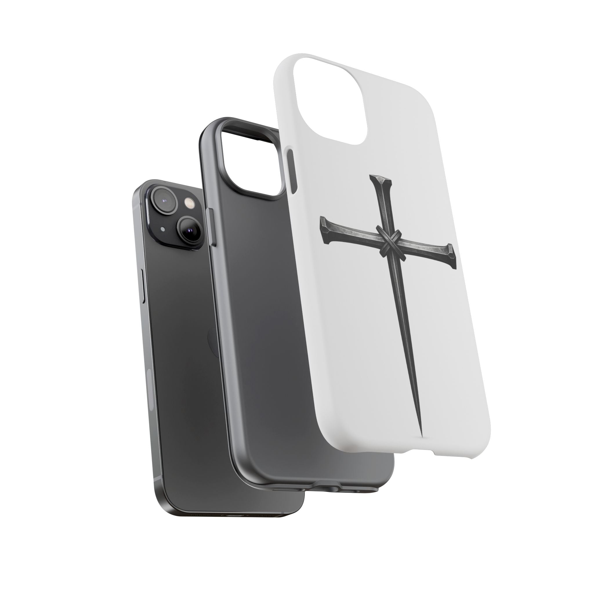 Nail Cross Tough Phone Case – Minimal Gothic Christian Armor for Samsung & iPhone