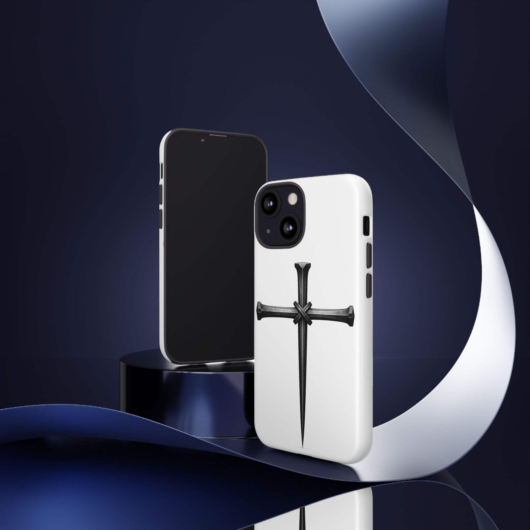 Nail Cross Tough Phone Case – Minimal Gothic Christian Armor for Samsung & iPhone