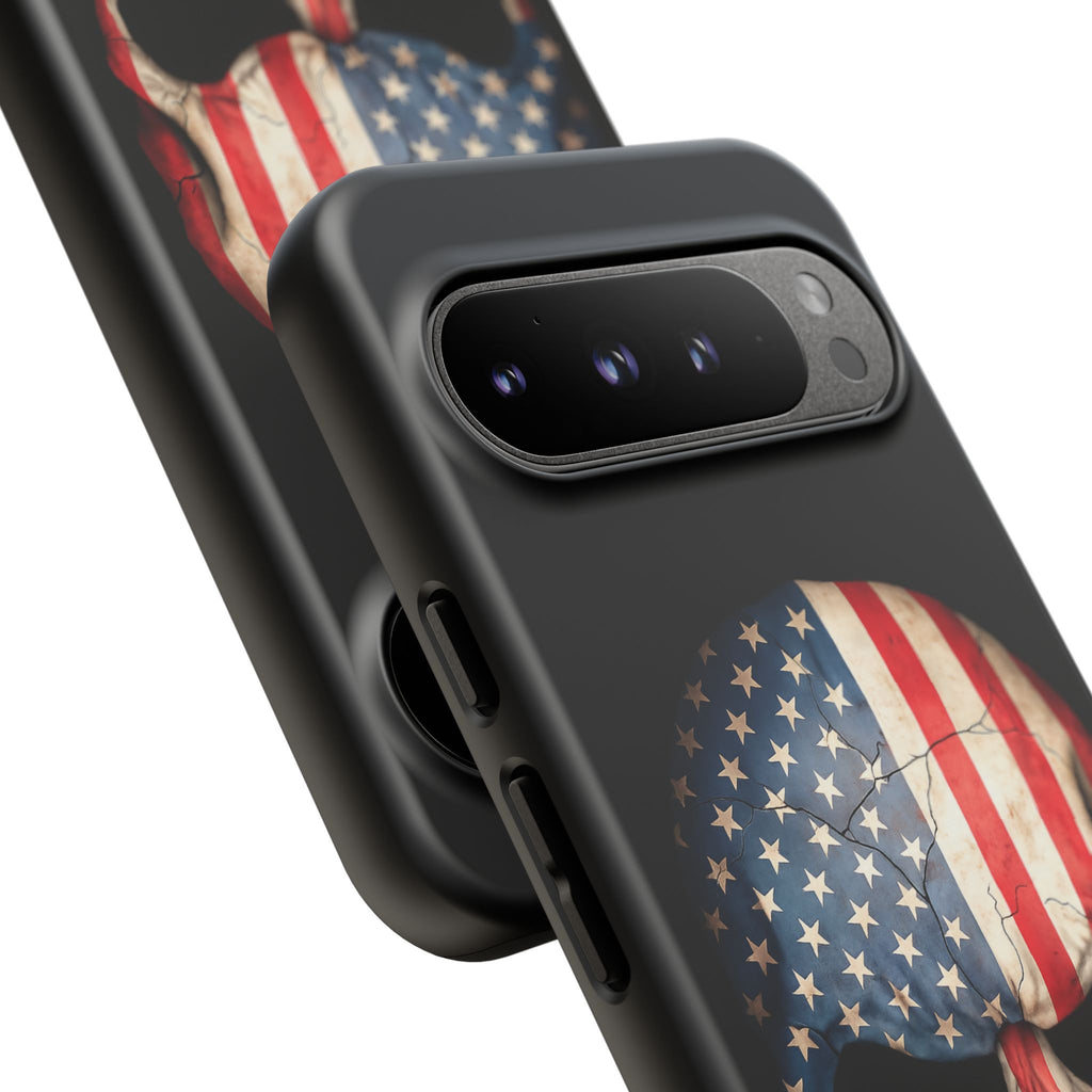 American Flag Skull Phone Case - Patriotic Tough Protective Cover